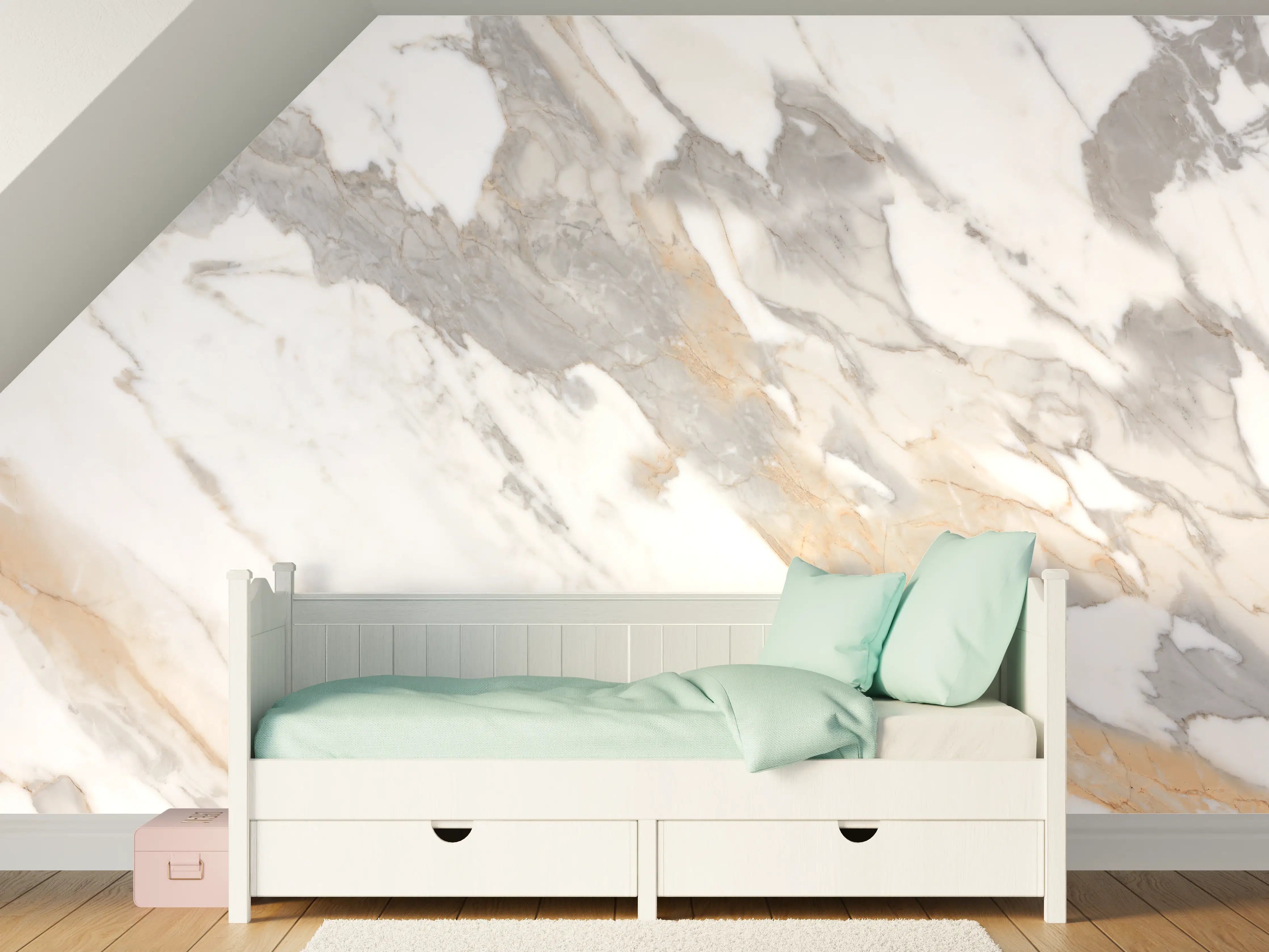 Kinderzimmer Wandgestaltung - Grau-beiger abstrakter Marmor