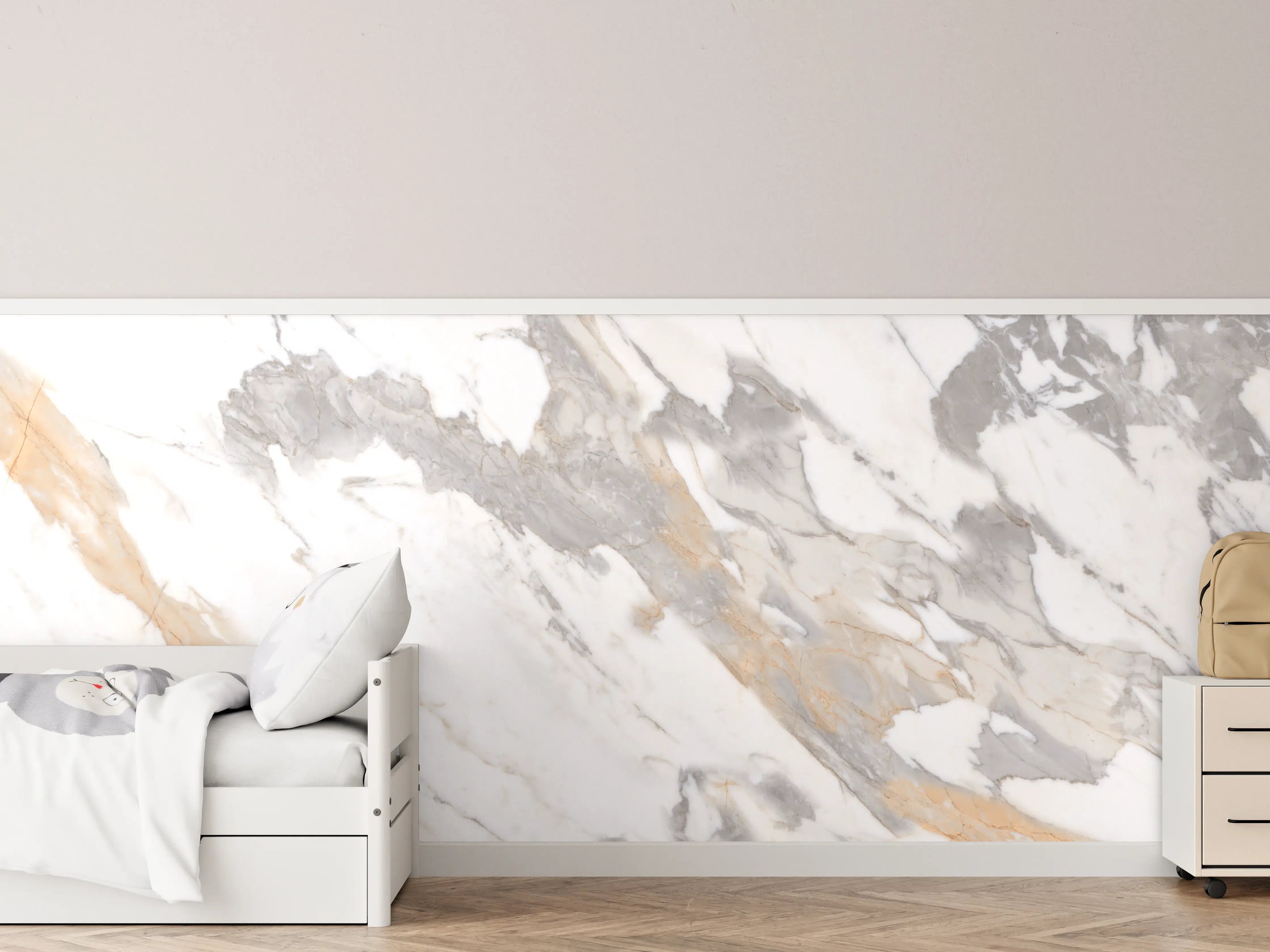 Kinderzimmer Wandgestaltung - Grau-beiger abstrakter Marmor