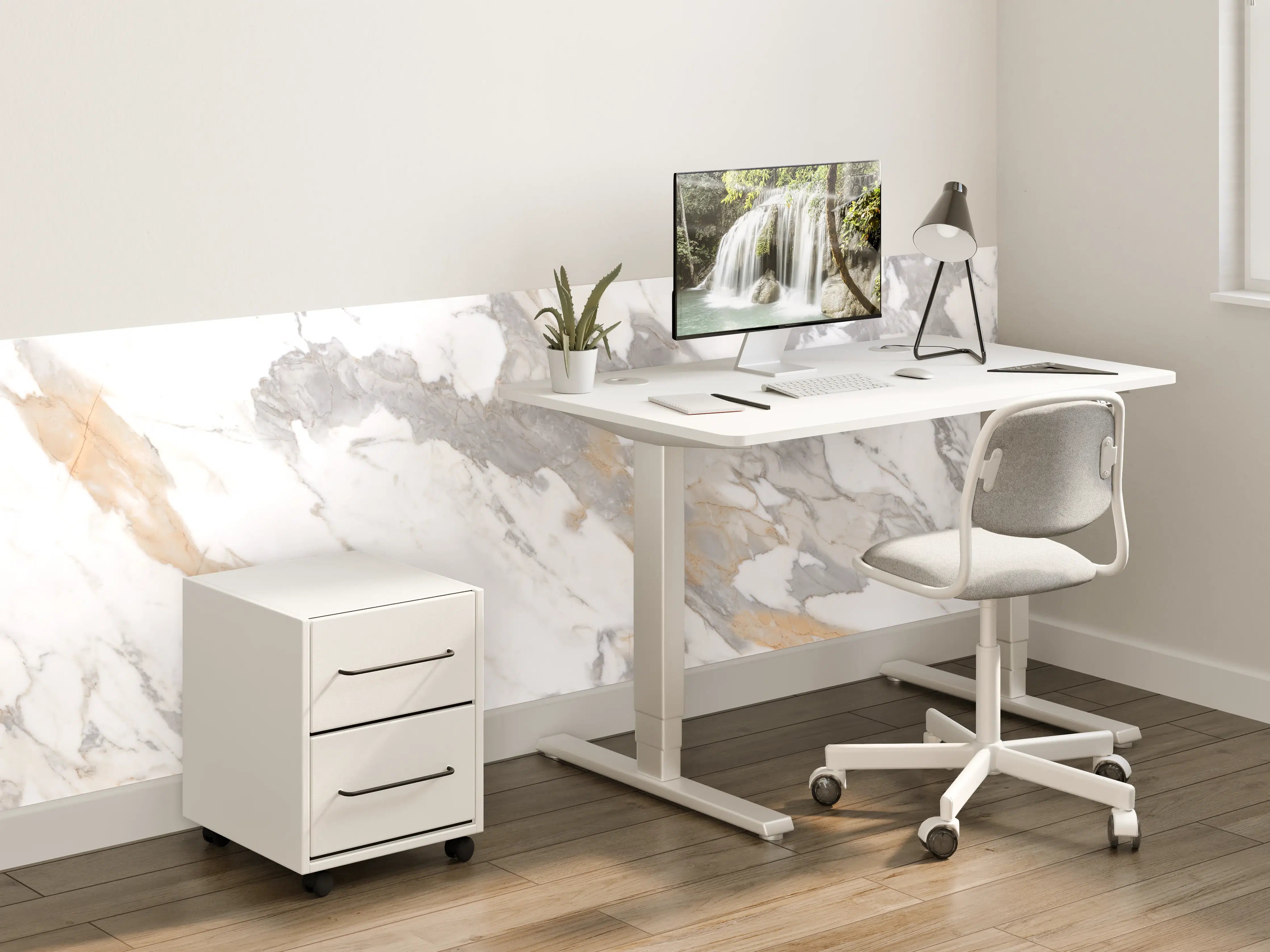 Kinderzimmer Wandgestaltung - Grau-beiger abstrakter Marmor