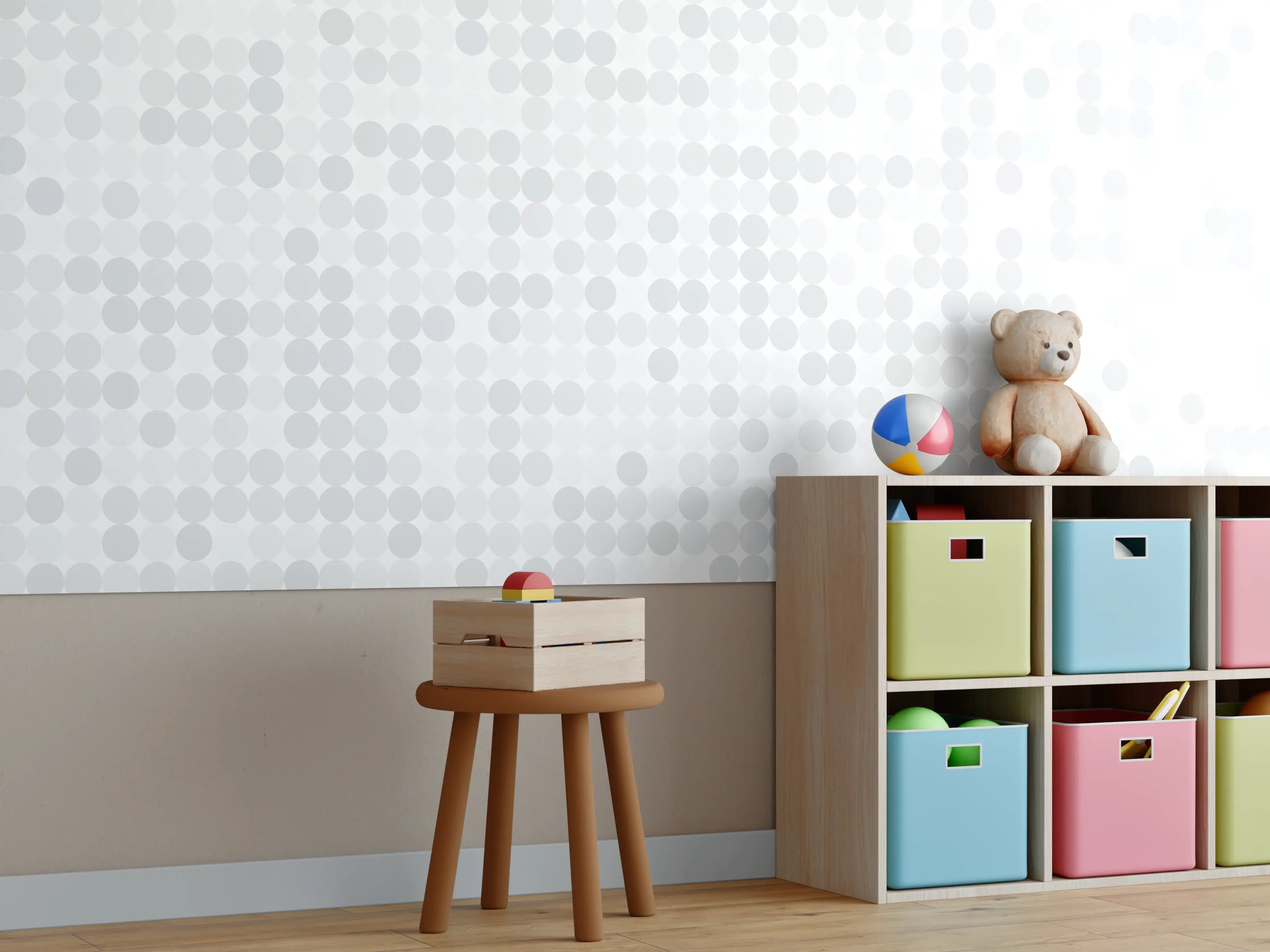 Kinderzimmer Wandgestaltung - Grau-weißes Punktmuster