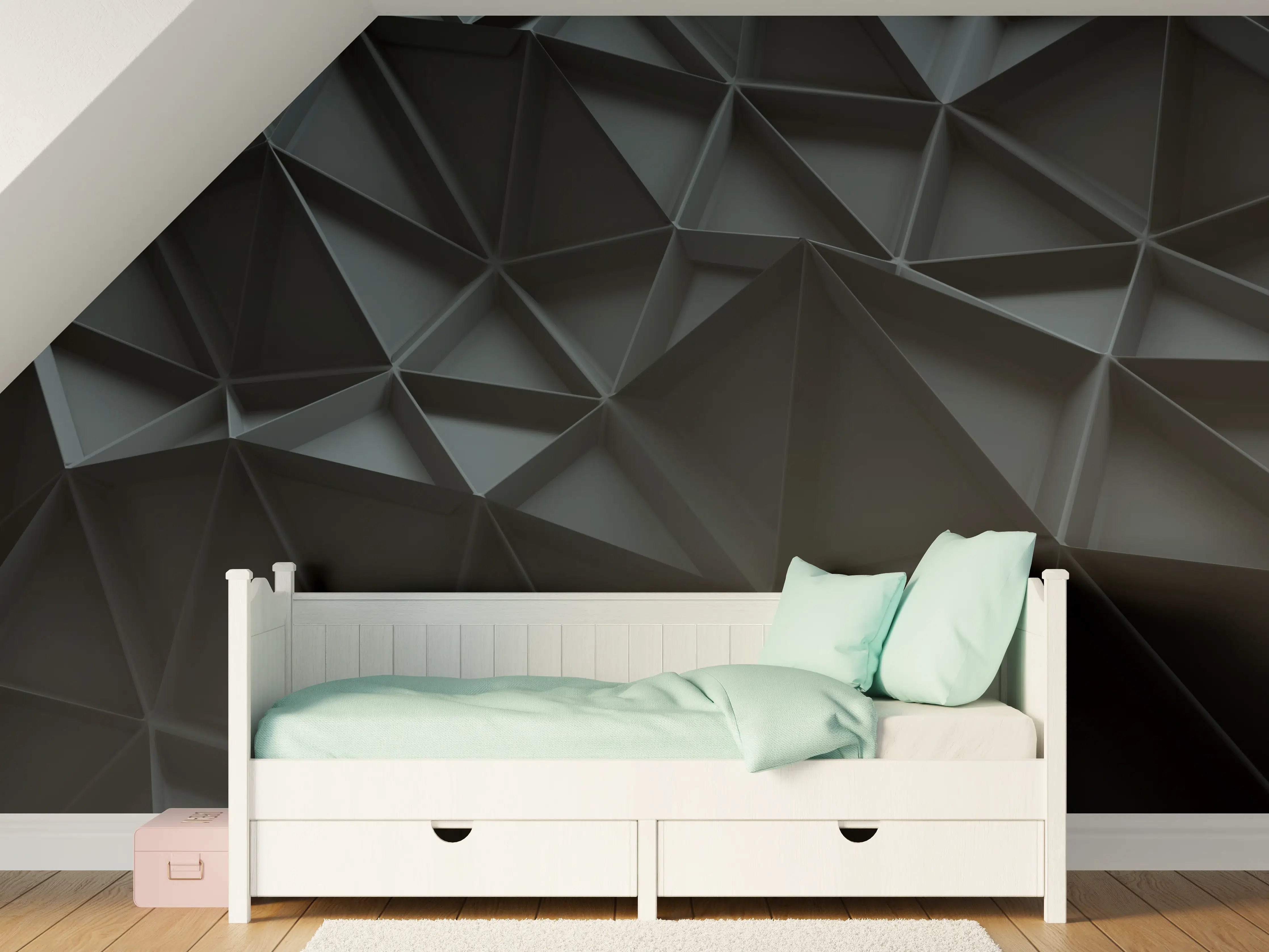 Kinderzimmer Wandgestaltung - Graue 3D Wandkunst
