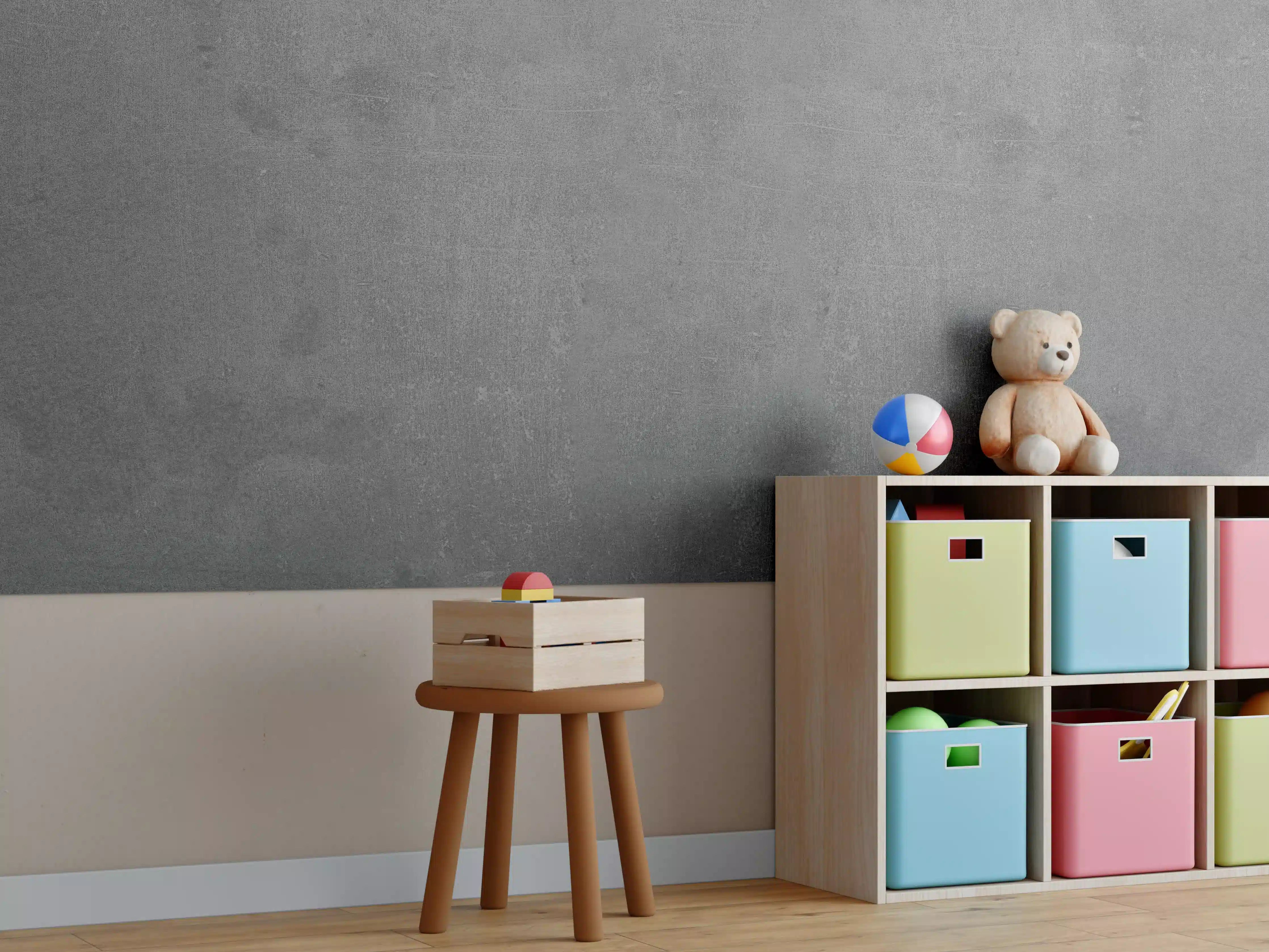 Kinderzimmer Wandgestaltung - Graue Anthrazite Beton Textur