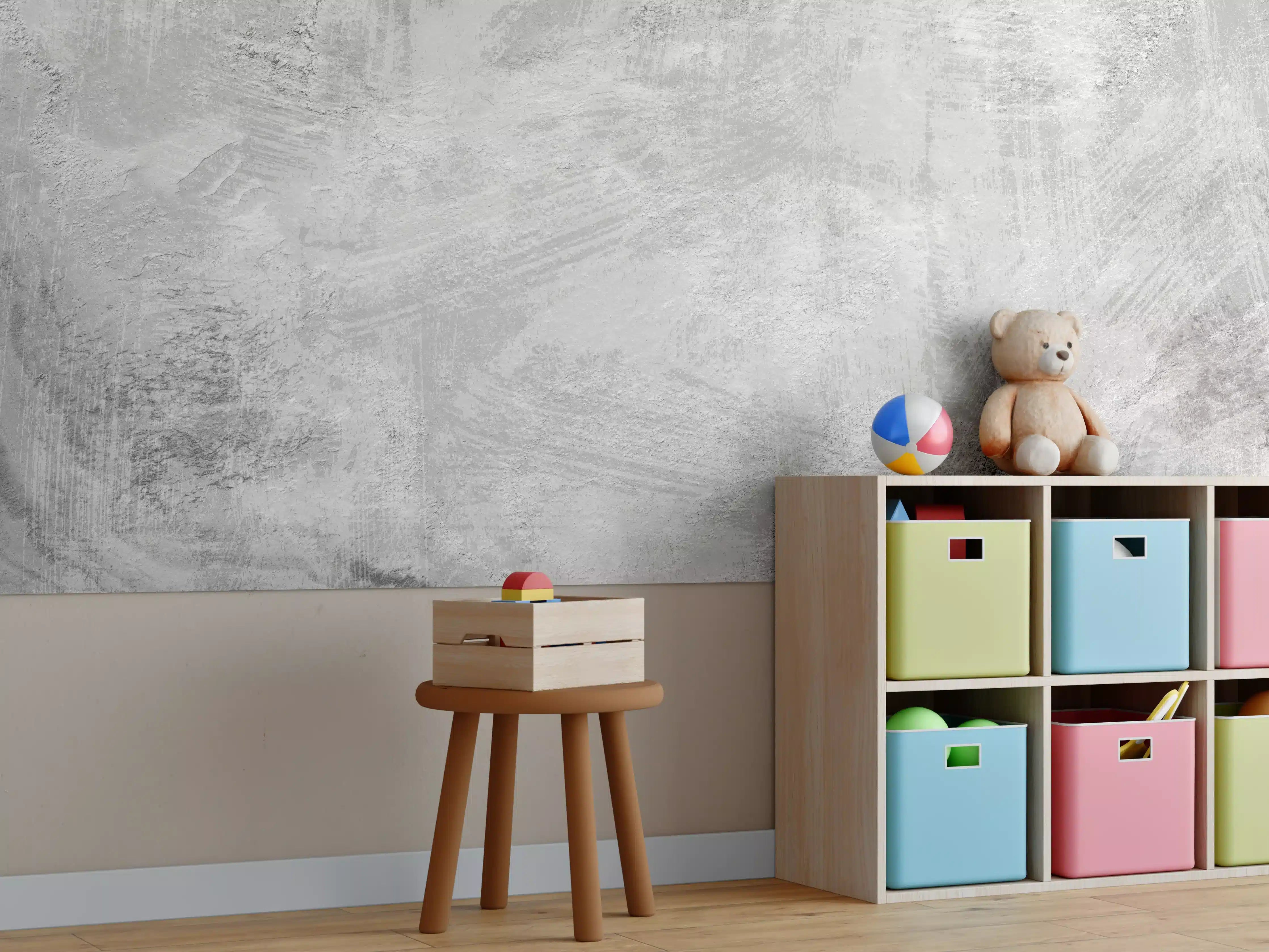 Kinderzimmer Wandgestaltung - Graue Beton Textur Struktur