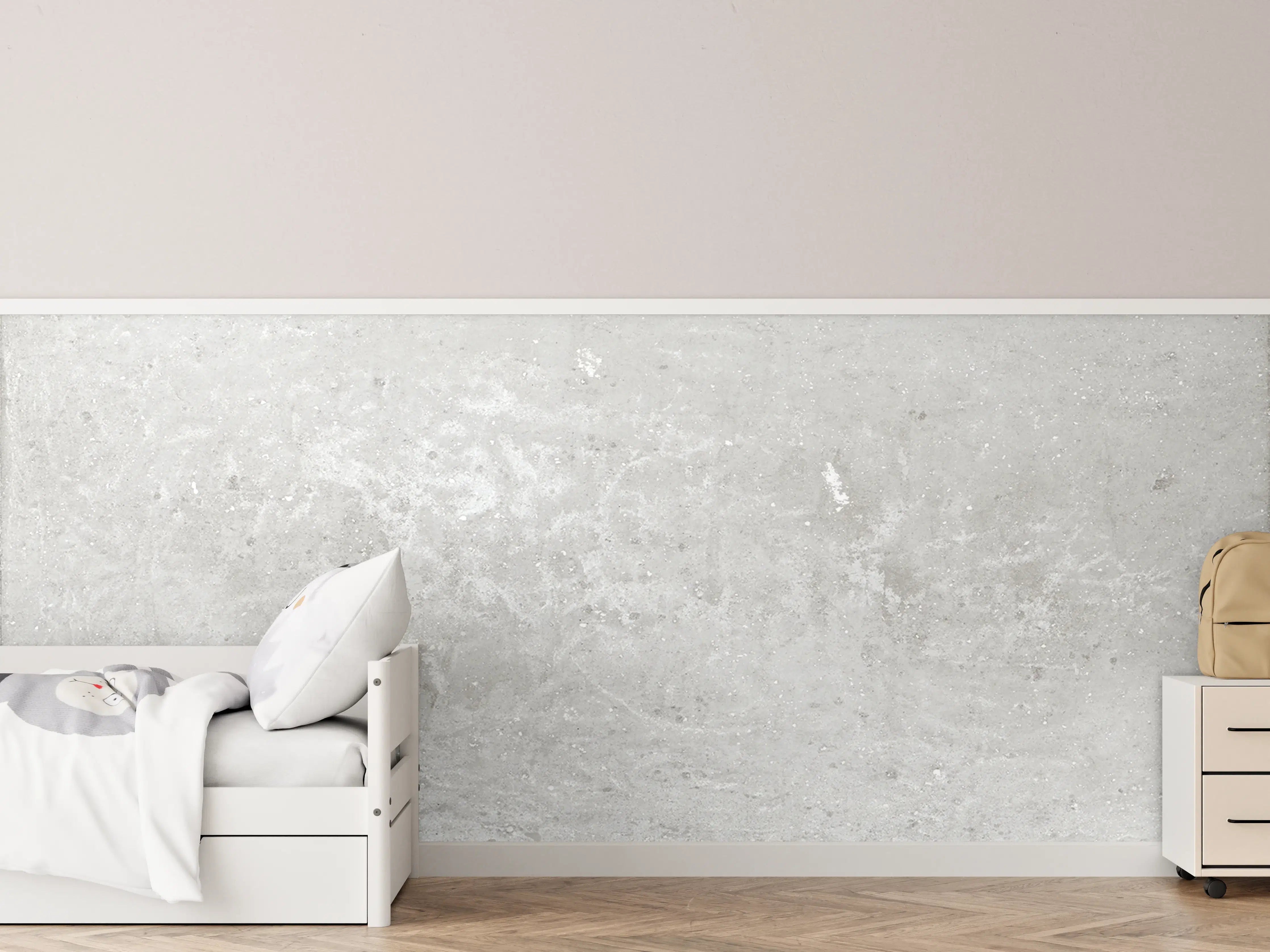 Kinderzimmer Wandgestaltung - Graue Betonwand mit feiner Struktur