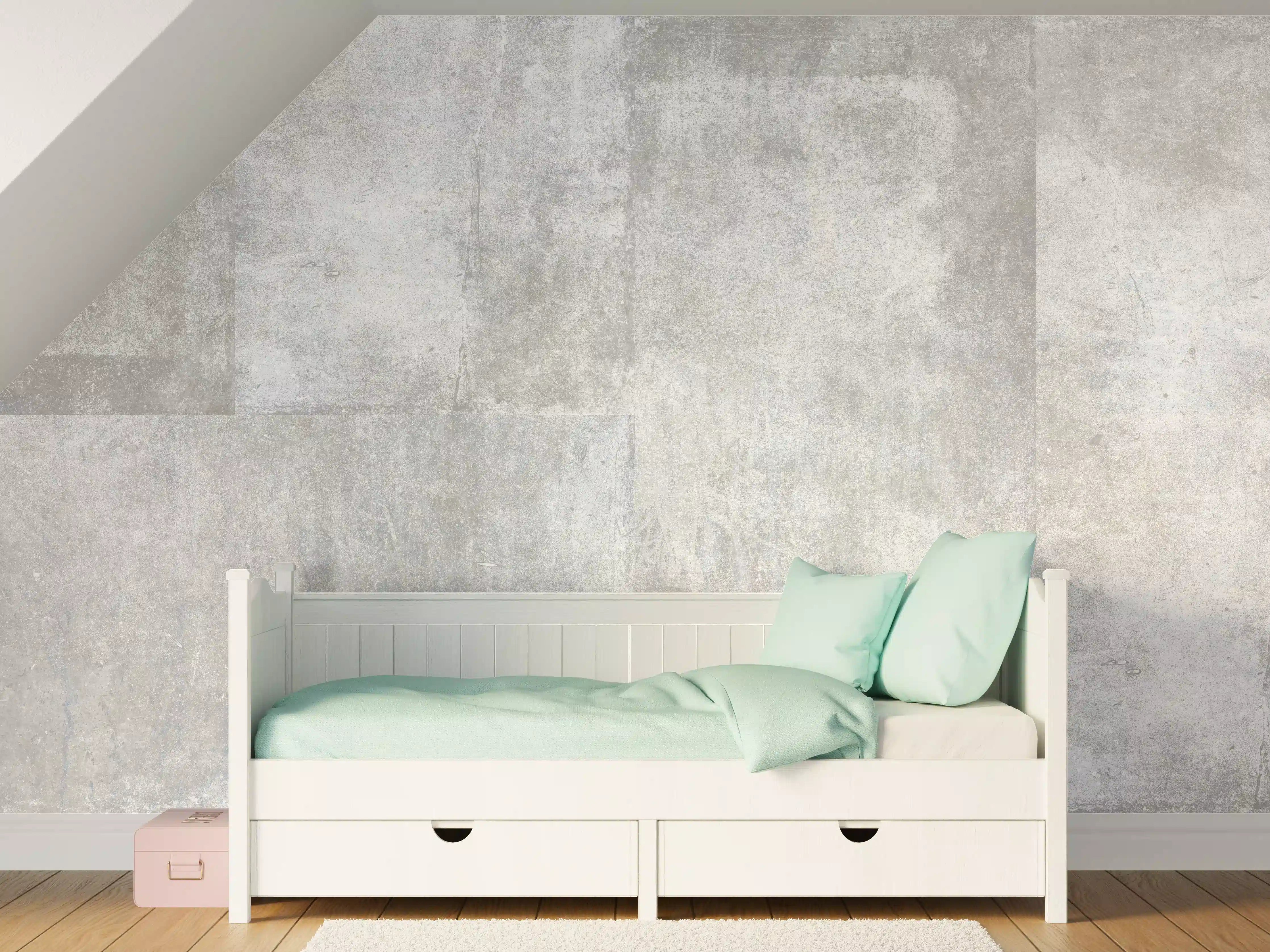 Kinderzimmer Wandgestaltung - Graue Betonwand mit subtiler Textur