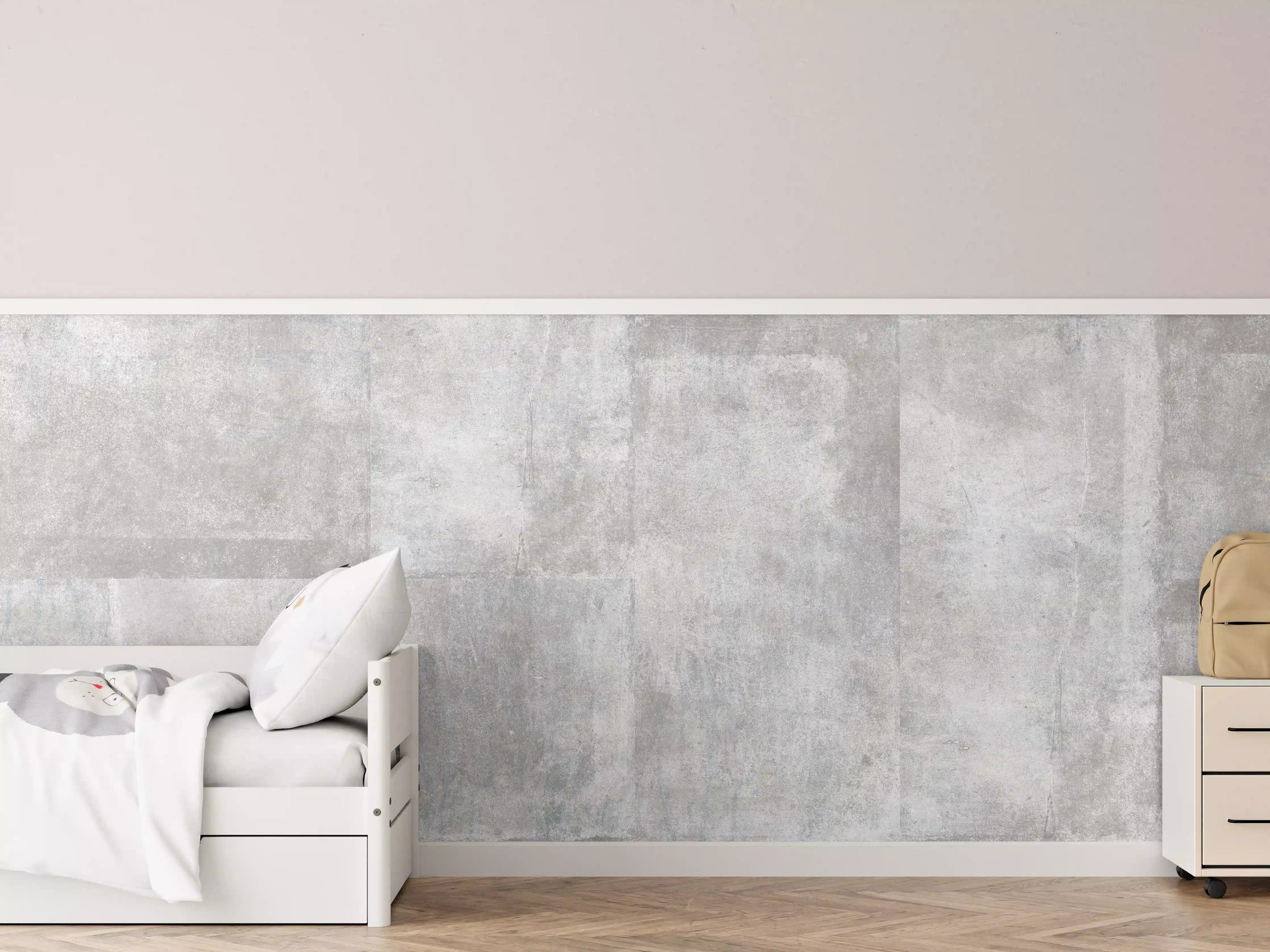 Kinderzimmer Wandgestaltung - Graue Betonwand mit subtiler Textur