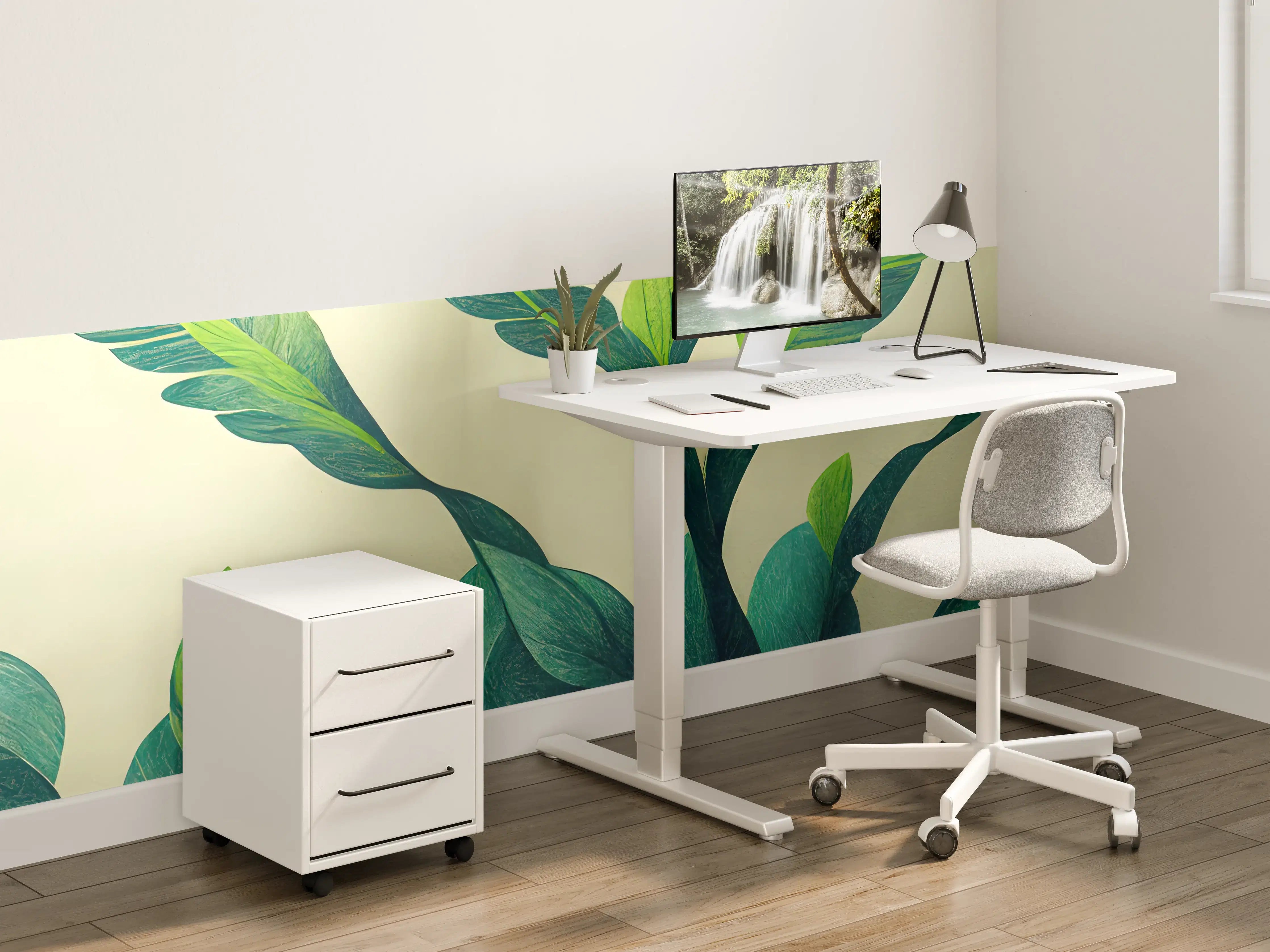 Kinderzimmer Wandgestaltung - Graue Blätter Wandkunst