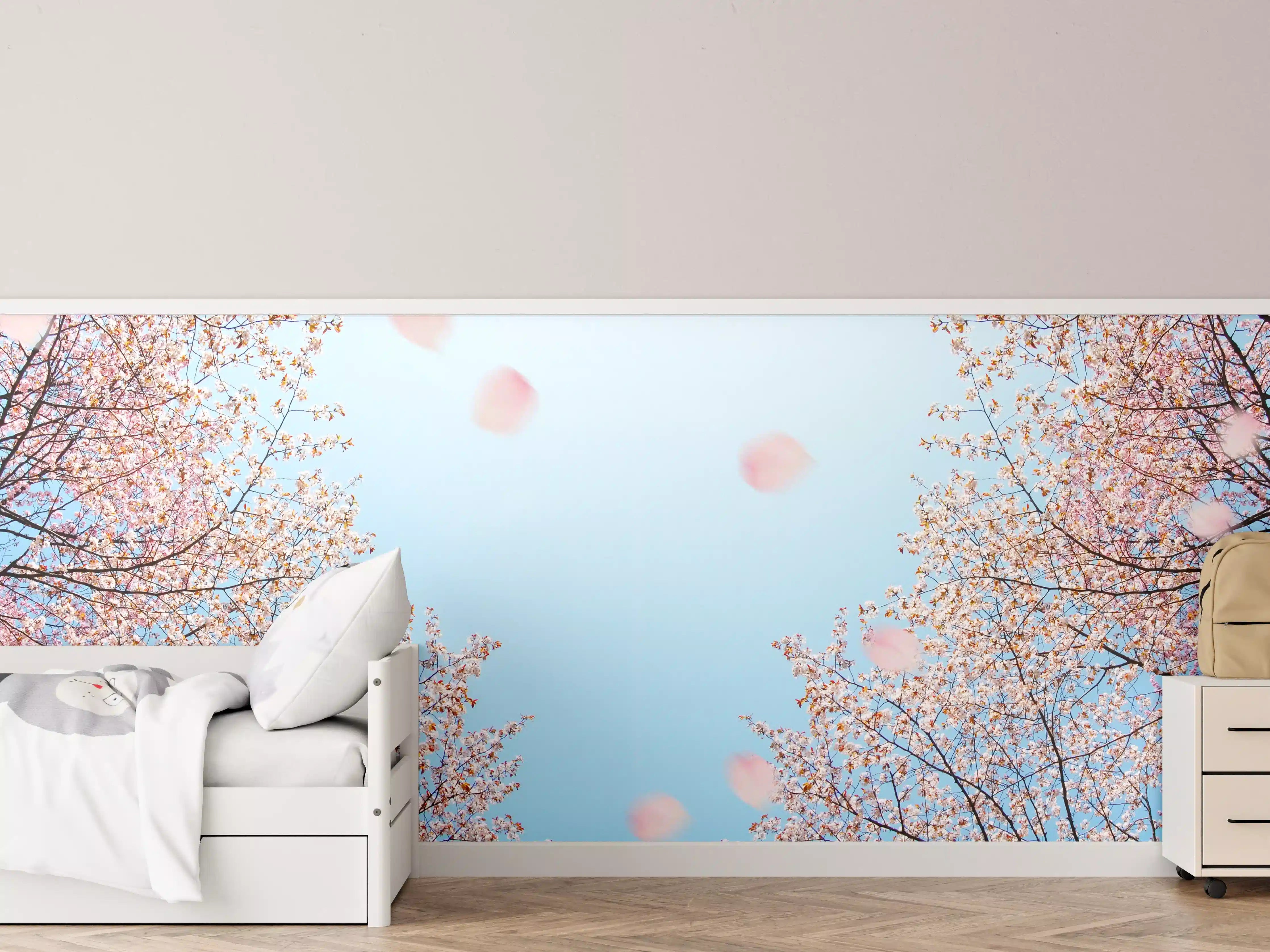 Kinderzimmer Wandgestaltung - Graue Blüten im Frühlingslicht