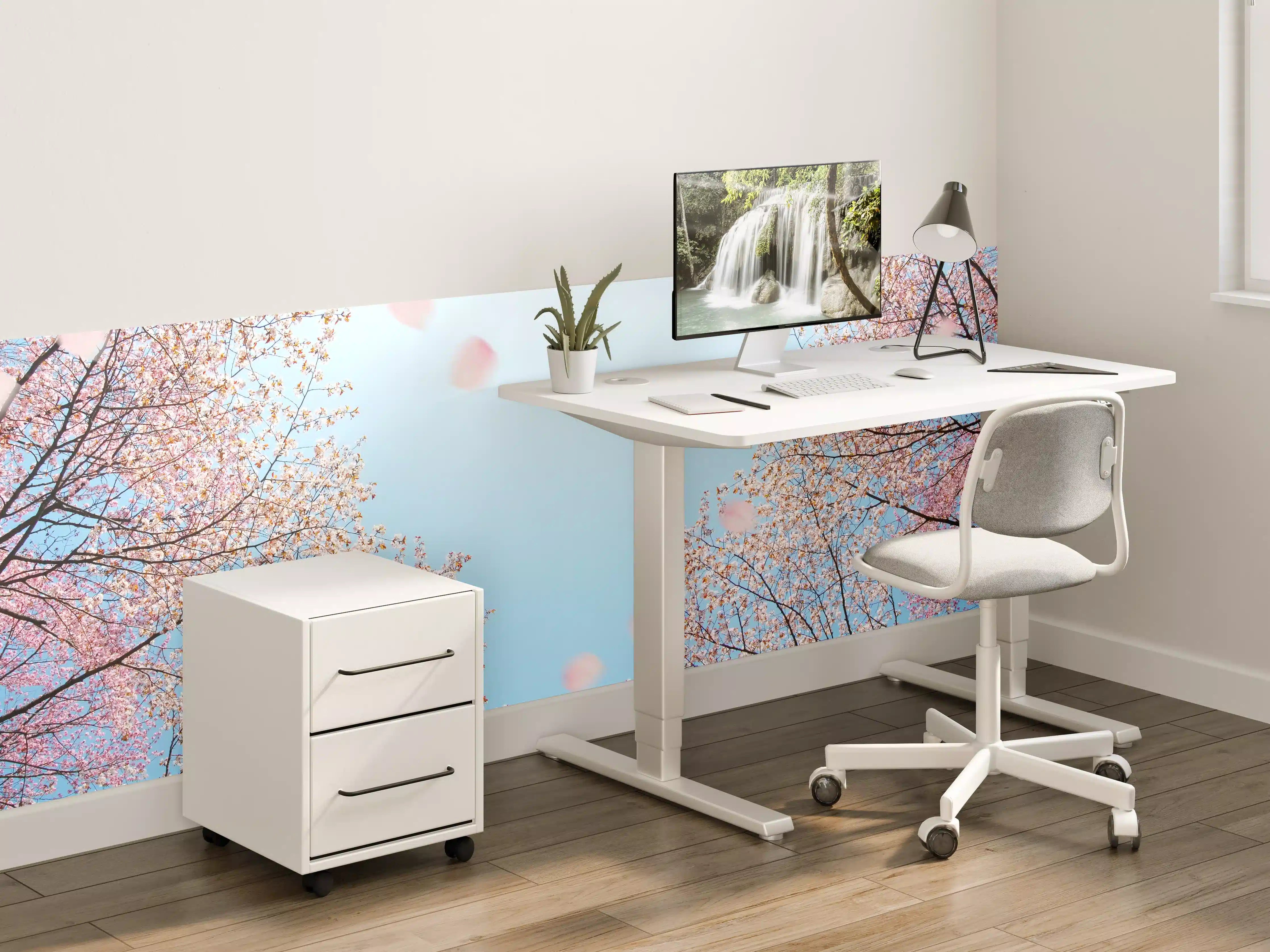 Kinderzimmer Wandgestaltung - Graue Blüten im Frühlingslicht