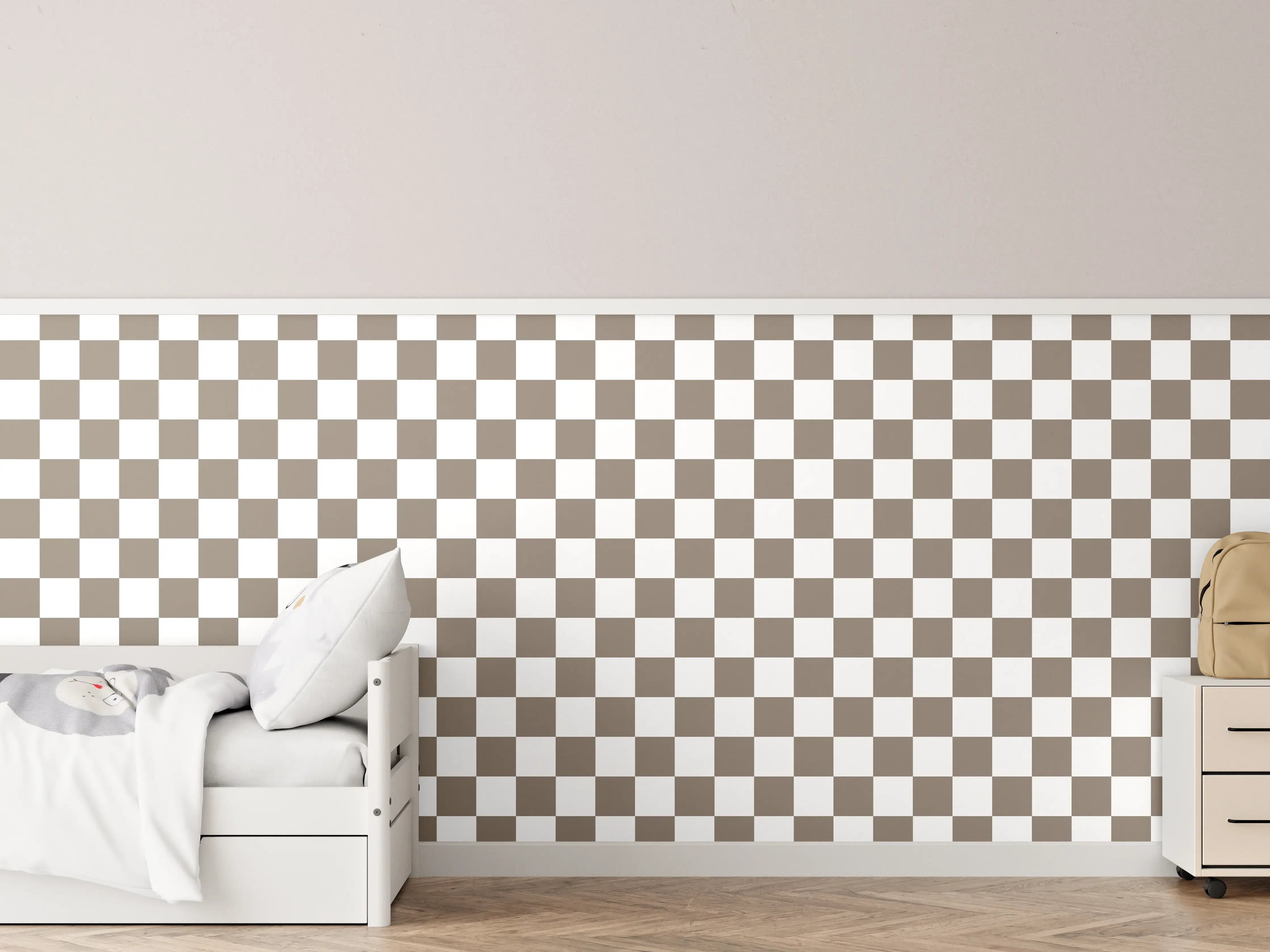 Kinderzimmer Wandgestaltung - Graue Checkered-Optik