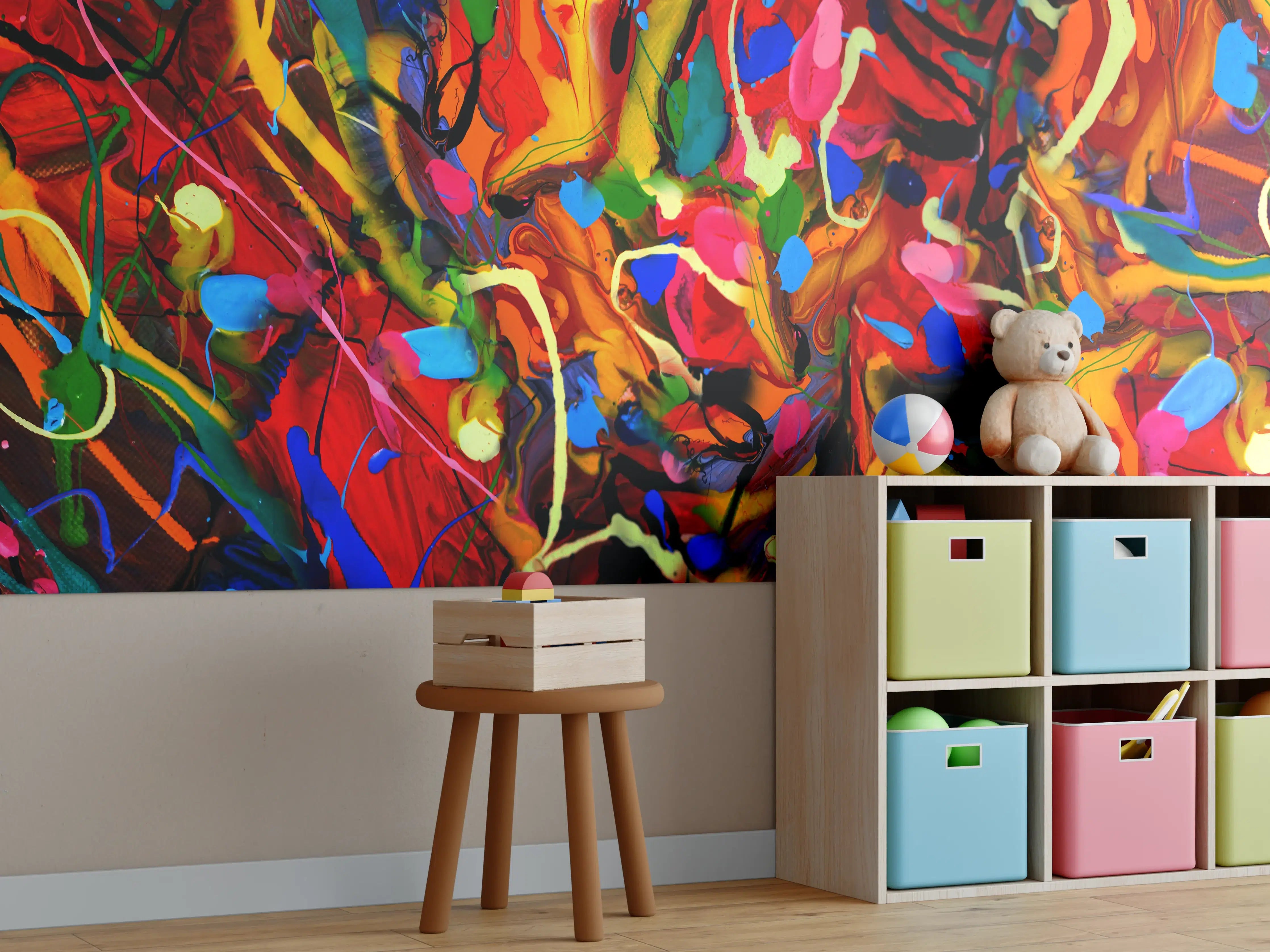 Kinderzimmer Wandgestaltung - Graue Farbenspiele im Abstrakt
