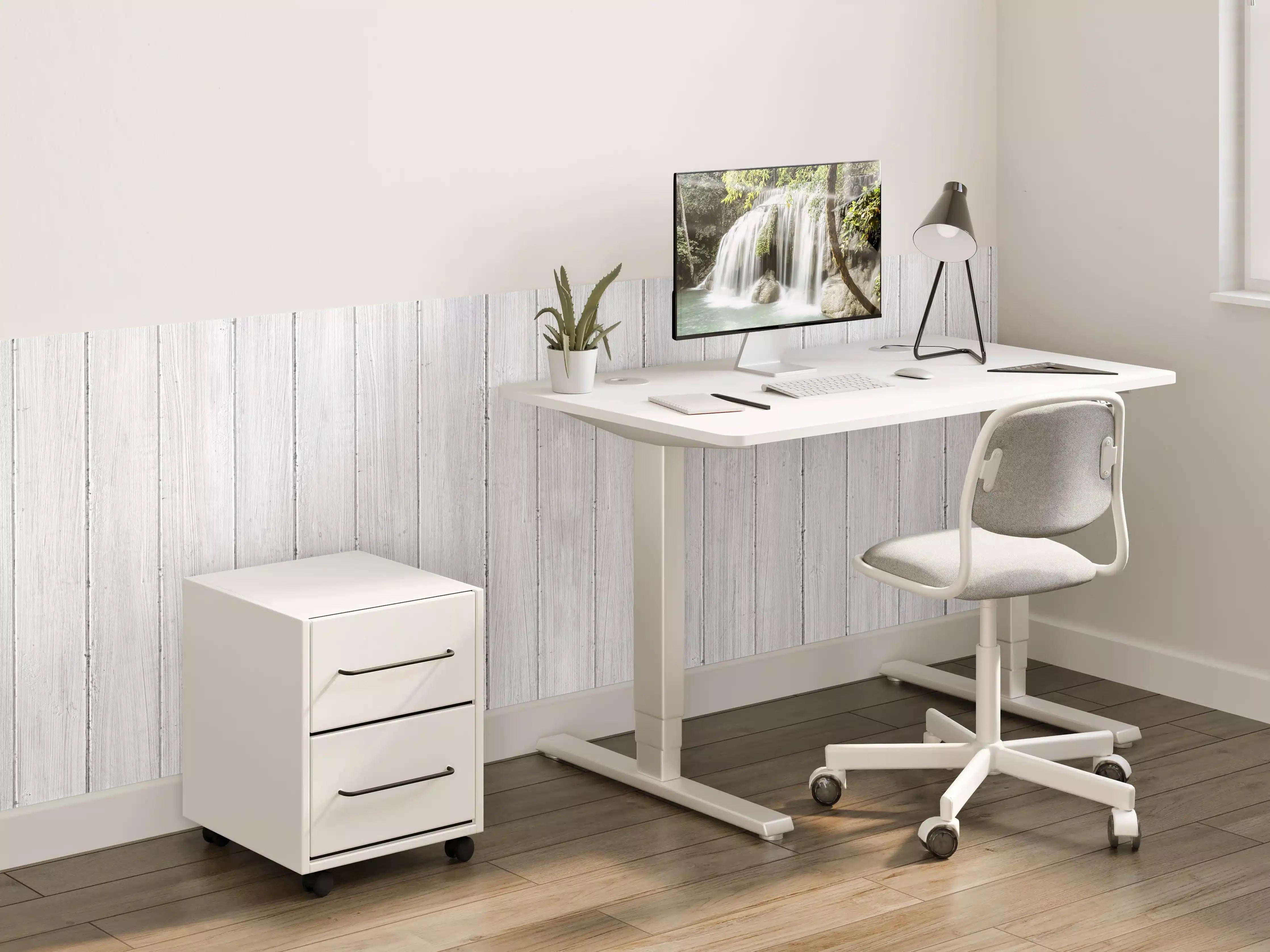 Kinderzimmer Wandgestaltung - Graue Holzmaserung mit Weiß-Optik