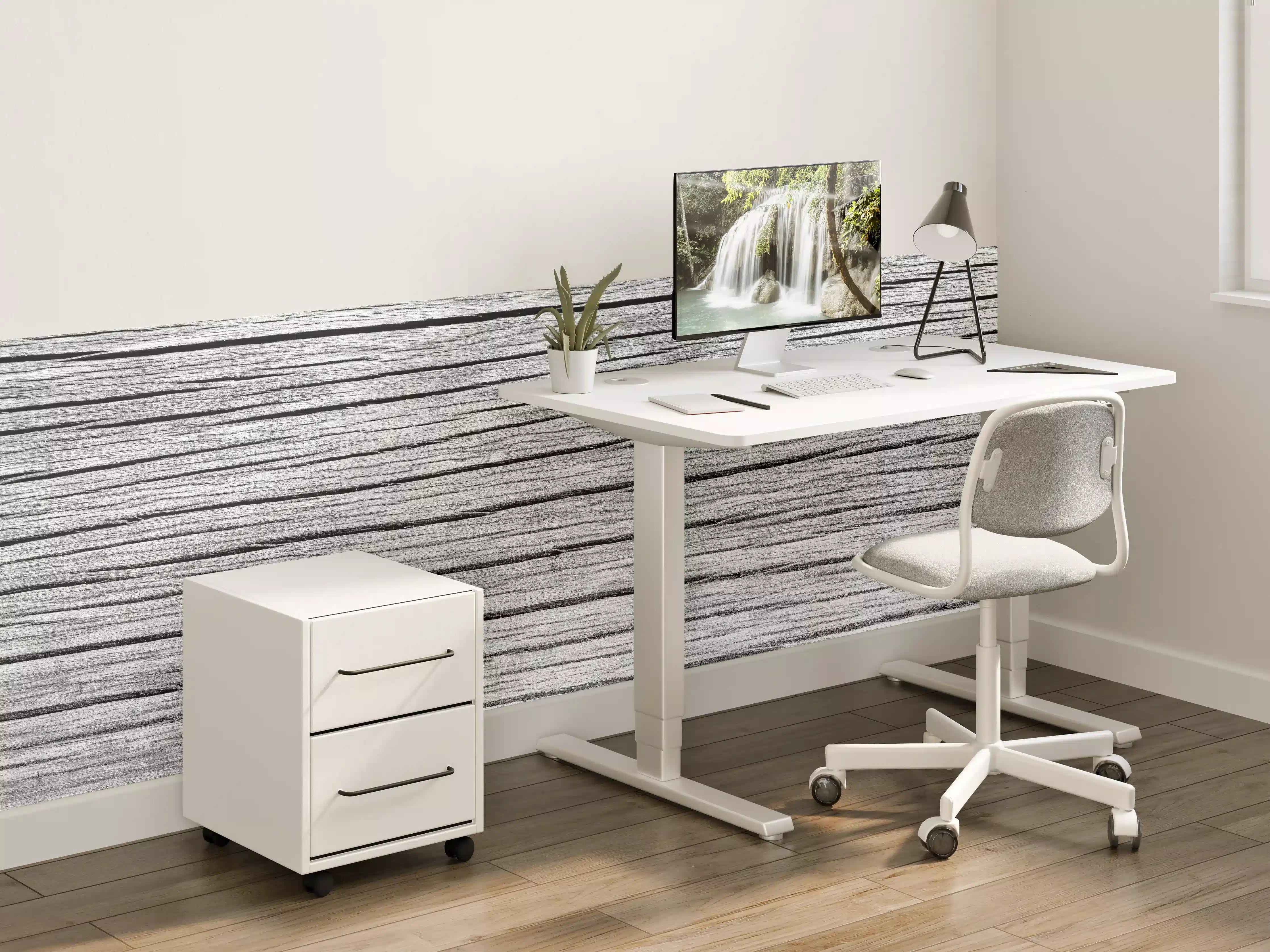 Kinderzimmer Wandgestaltung - Graue Holzmaserung mit feiner Textur