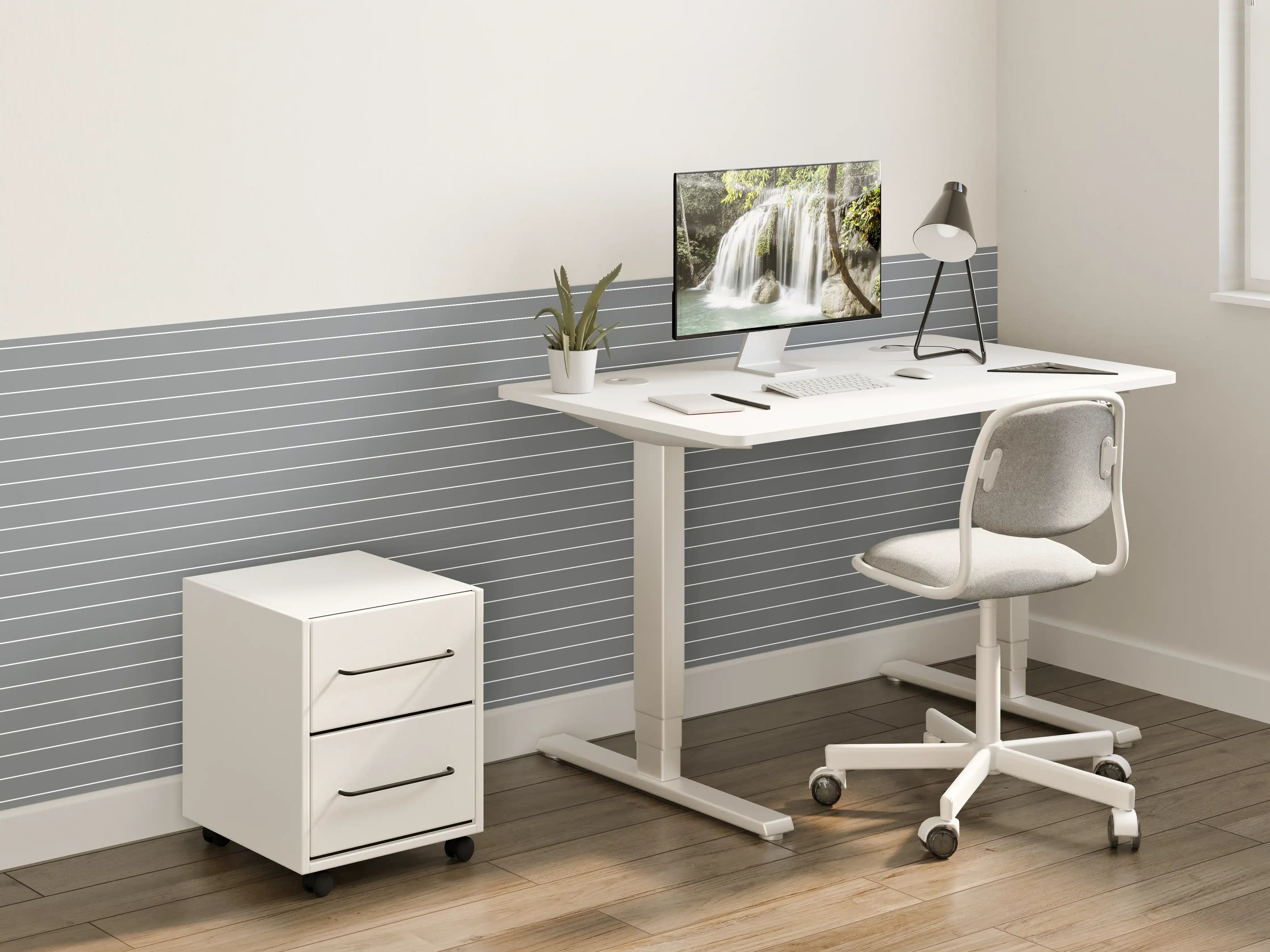 Kinderzimmer Wandgestaltung - Graue Linienstruktur, modernes Design