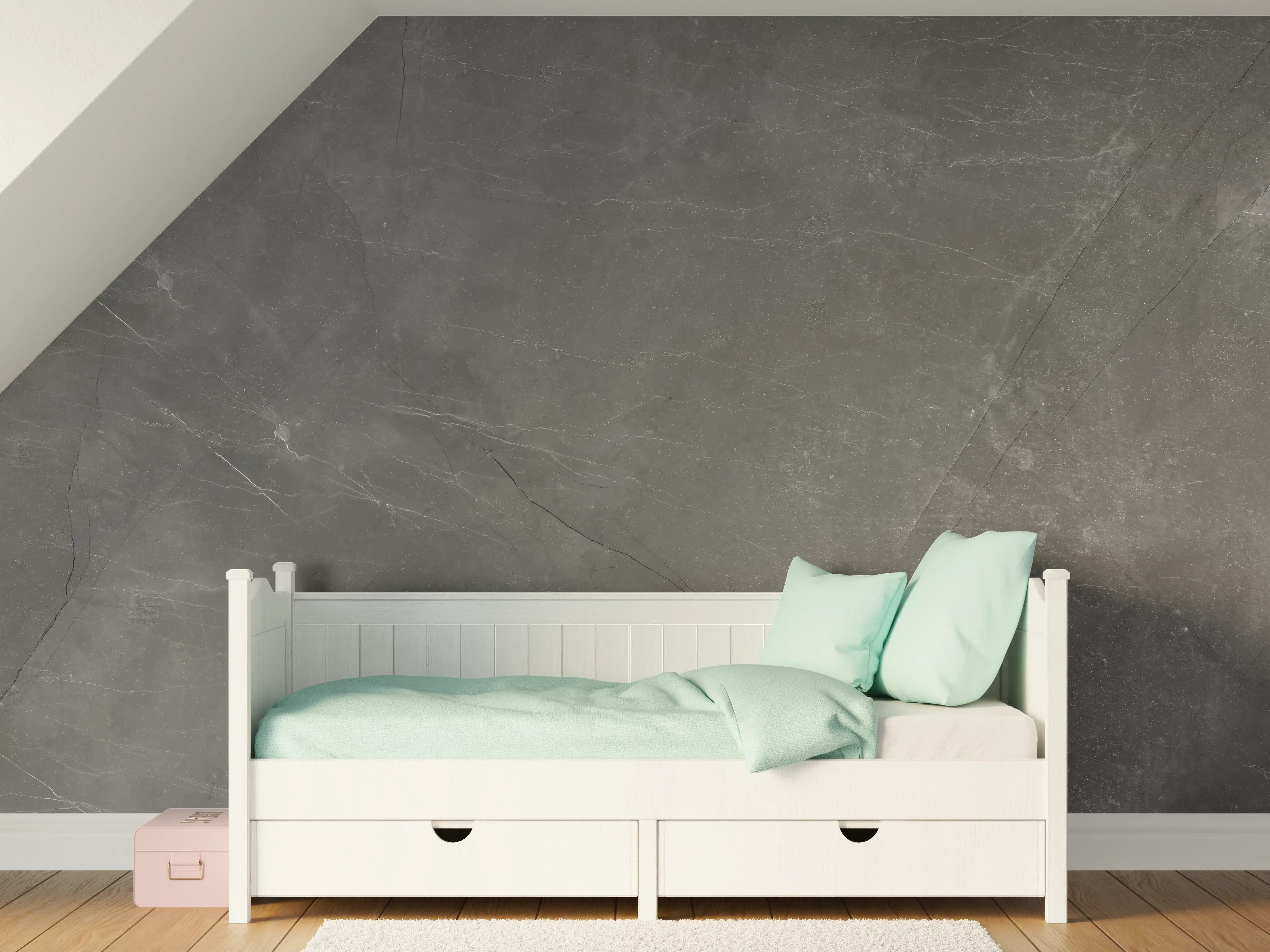 Kinderzimmer Wandgestaltung - Graue Marmor Textur mit Adern