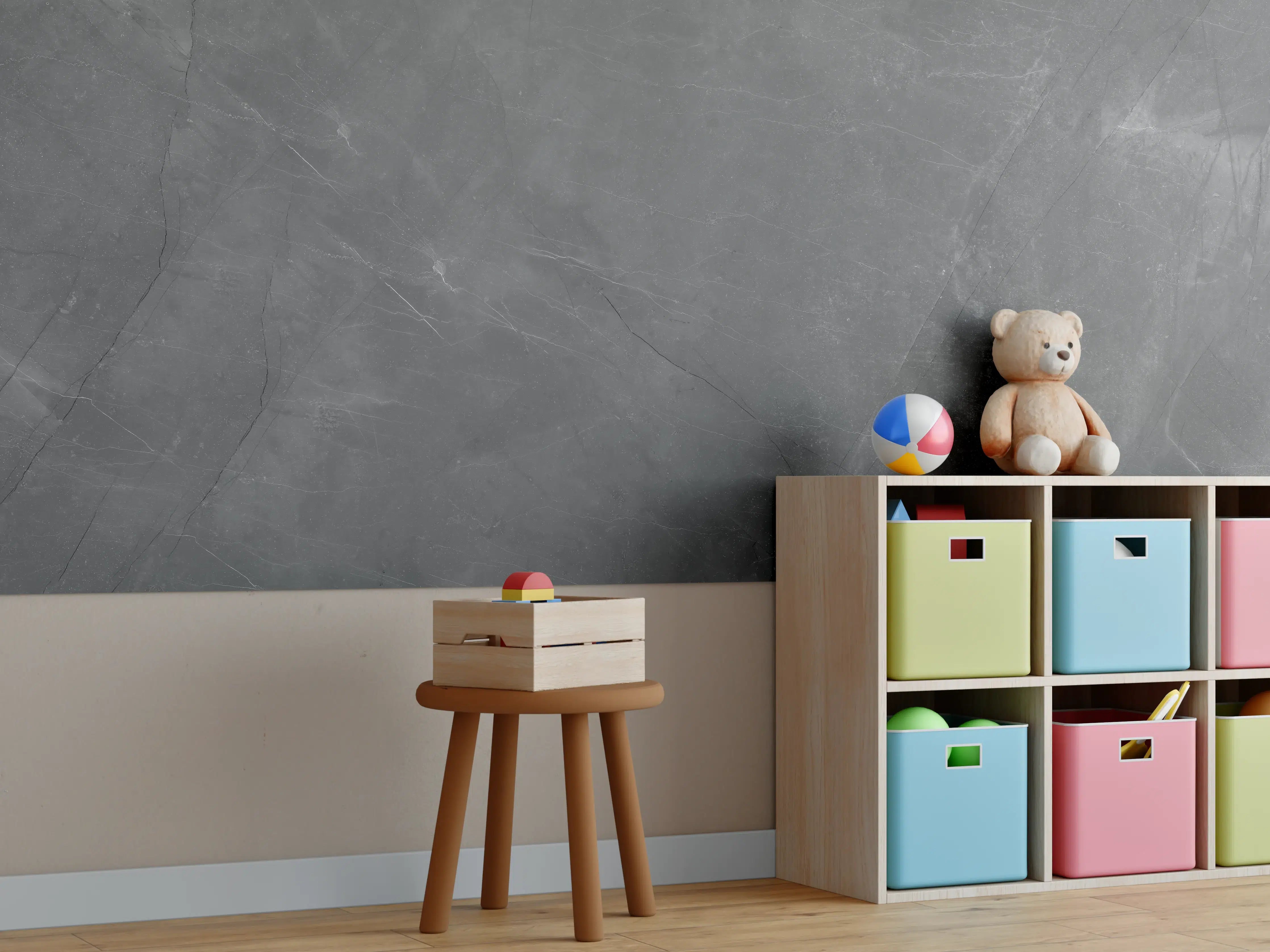 Kinderzimmer Wandgestaltung - Graue Marmor Textur mit Adern