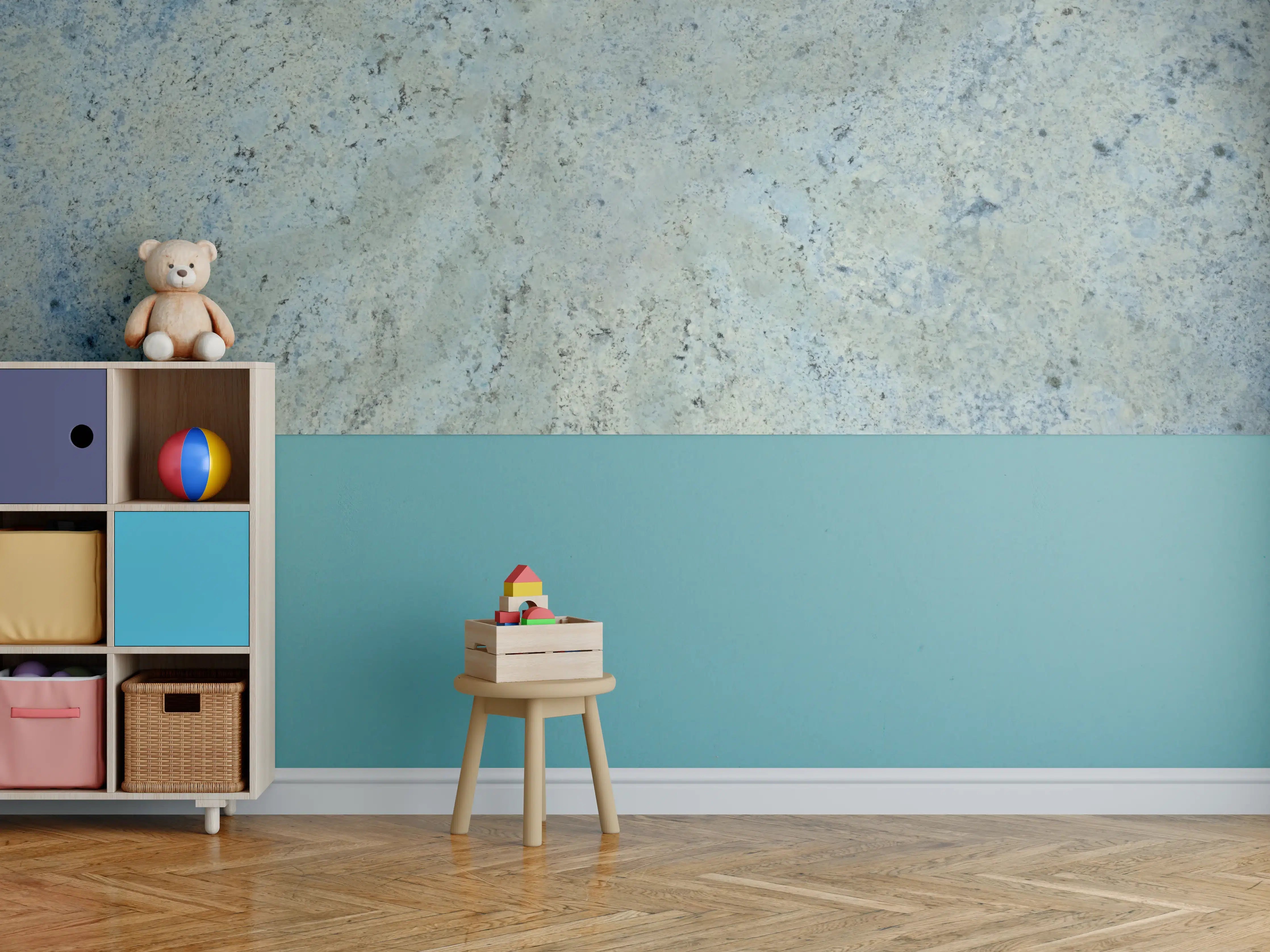 Kinderzimmer Wandgestaltung - Graue Marmorwellen