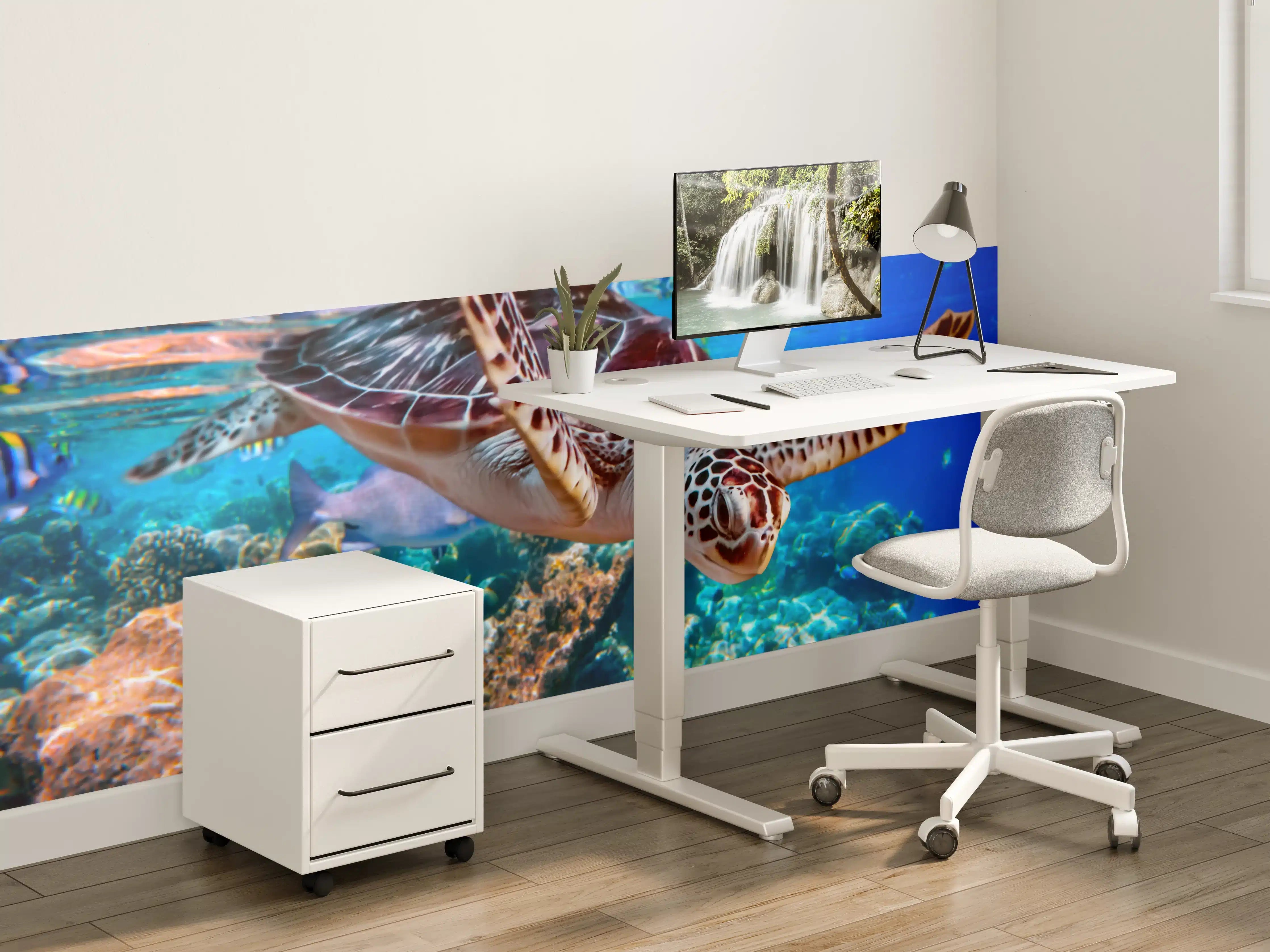 Kinderzimmer Wandgestaltung - Graue Meereskröte im Korallenmeer