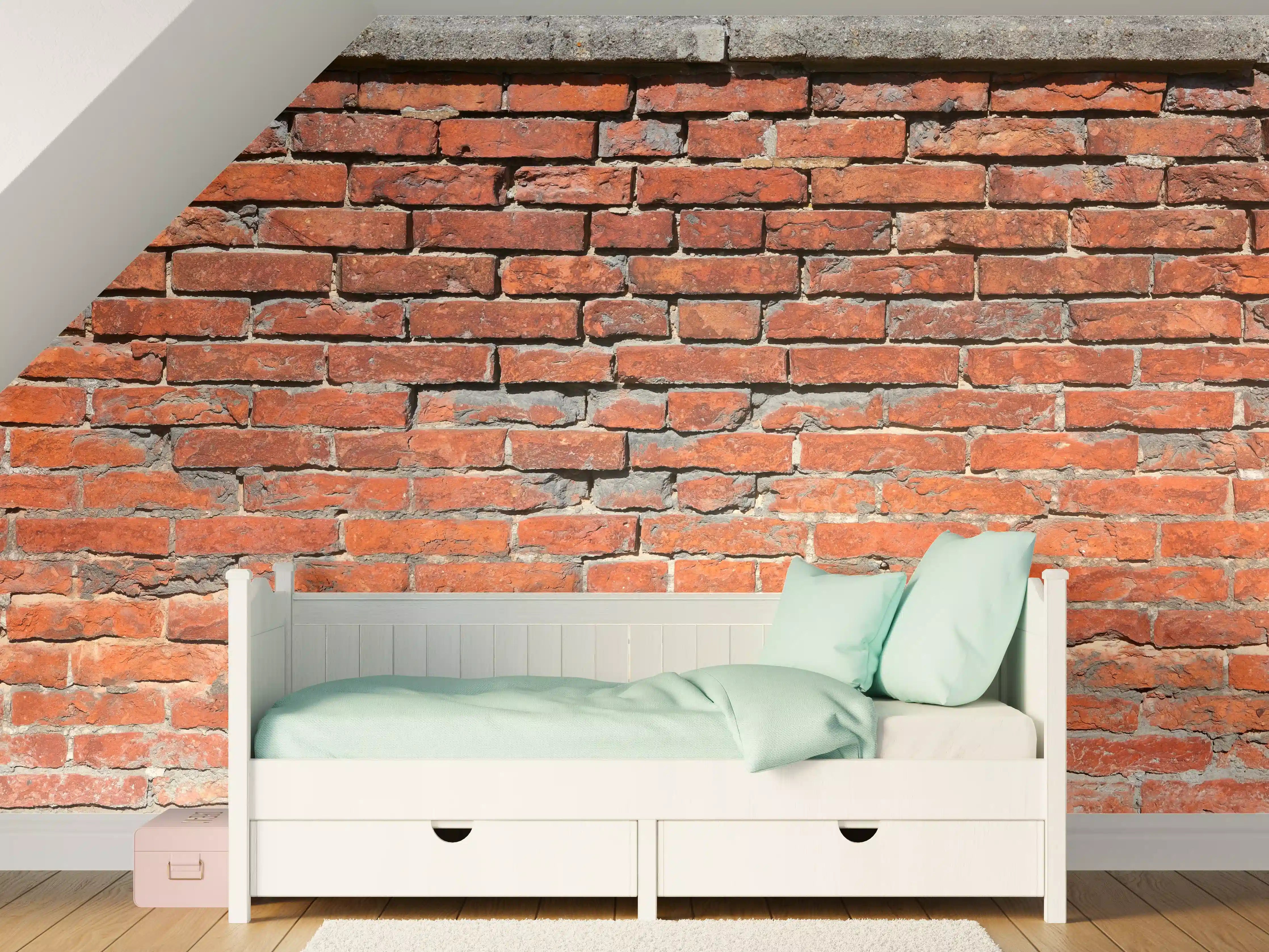 Kinderzimmer Wandgestaltung - Graue Vintage Ziegelwand