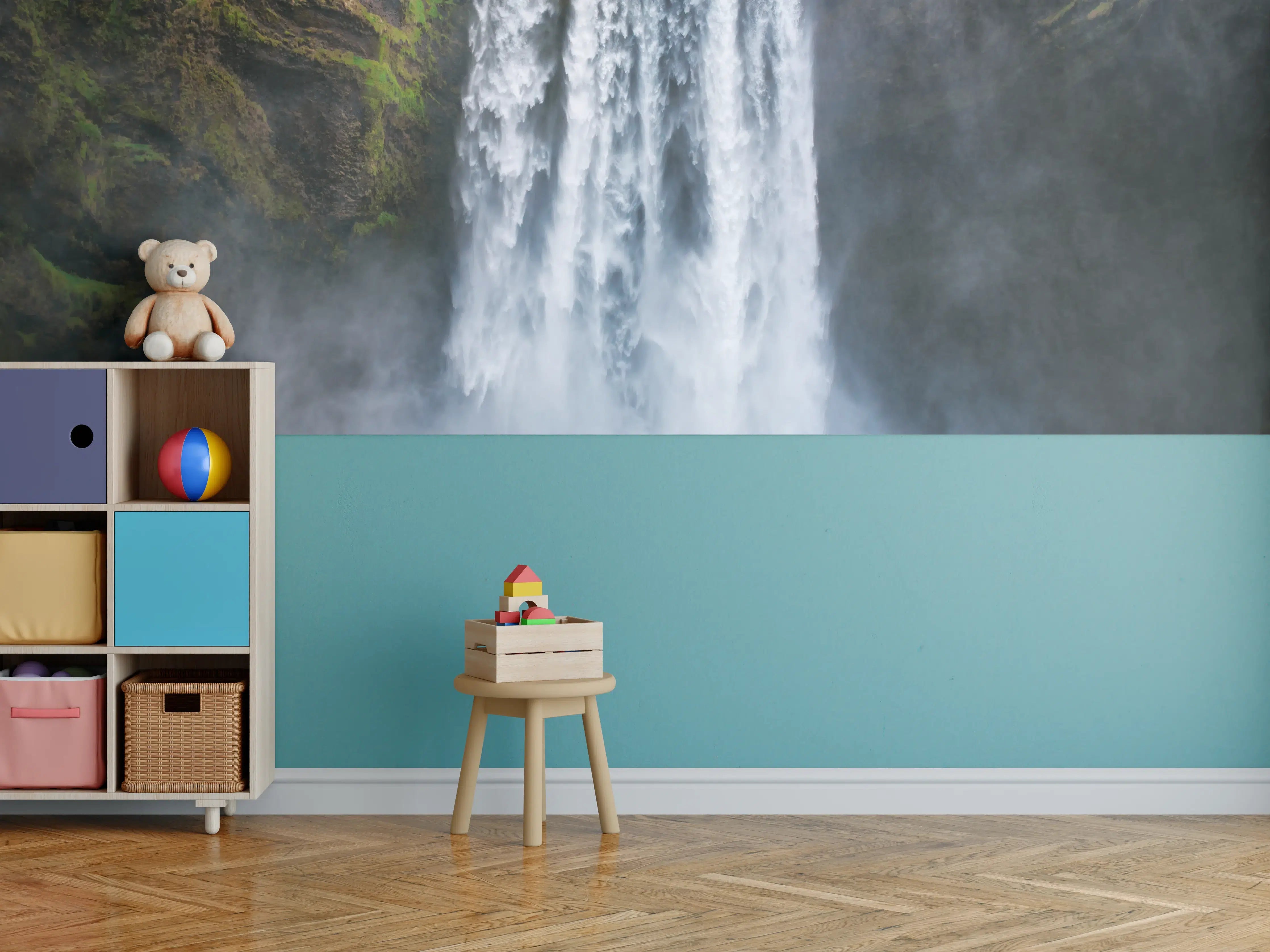 Kinderzimmer Wandgestaltung - Graue Wasserfallpracht