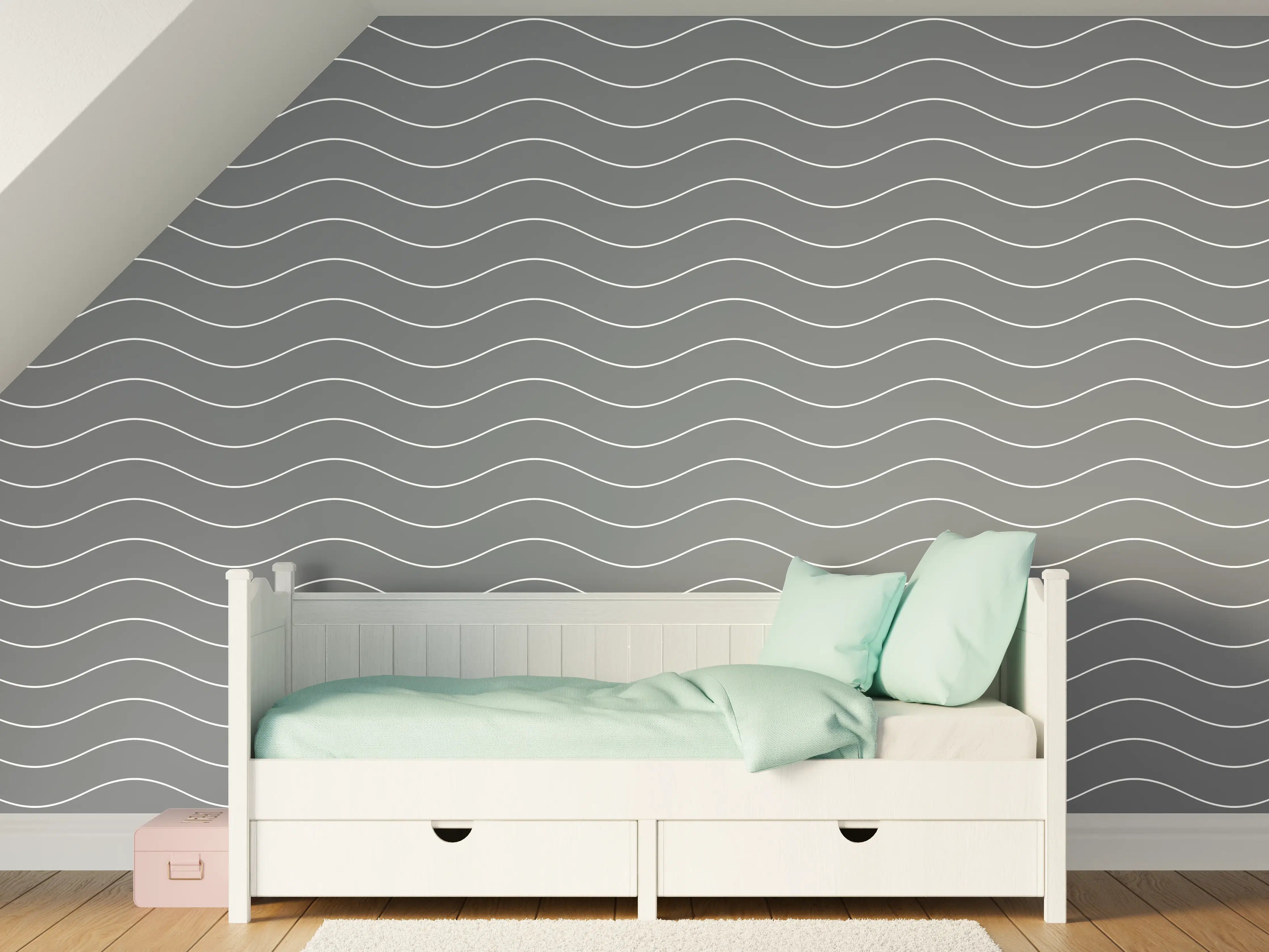 Kinderzimmer Wandgestaltung - Graue Wasseroberfläche mit Wellenmuster