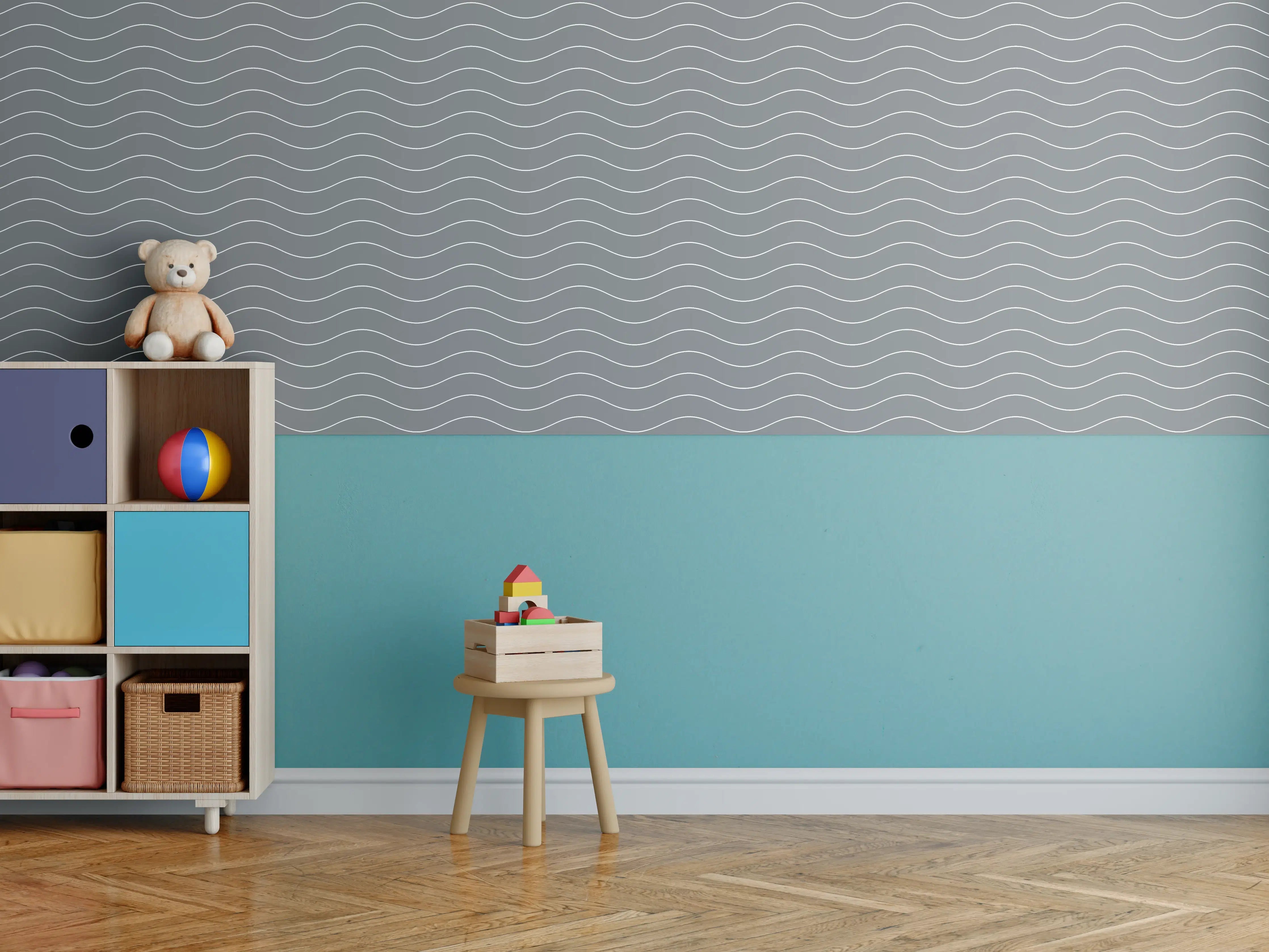 Kinderzimmer Wandgestaltung - Graue Wasseroberfläche mit Wellenmuster