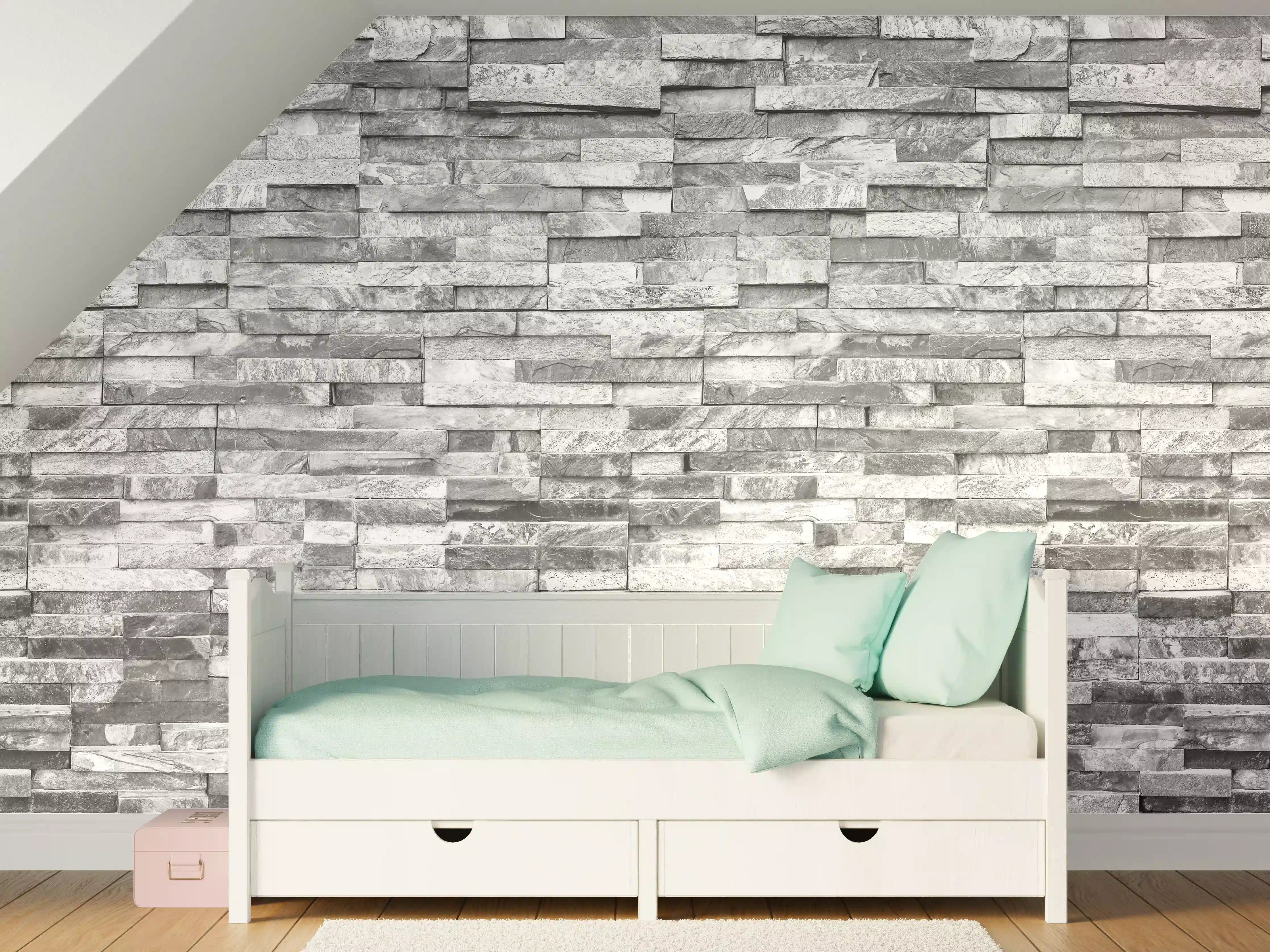 Kinderzimmer Wandgestaltung - Graue moderne Ziegelwand