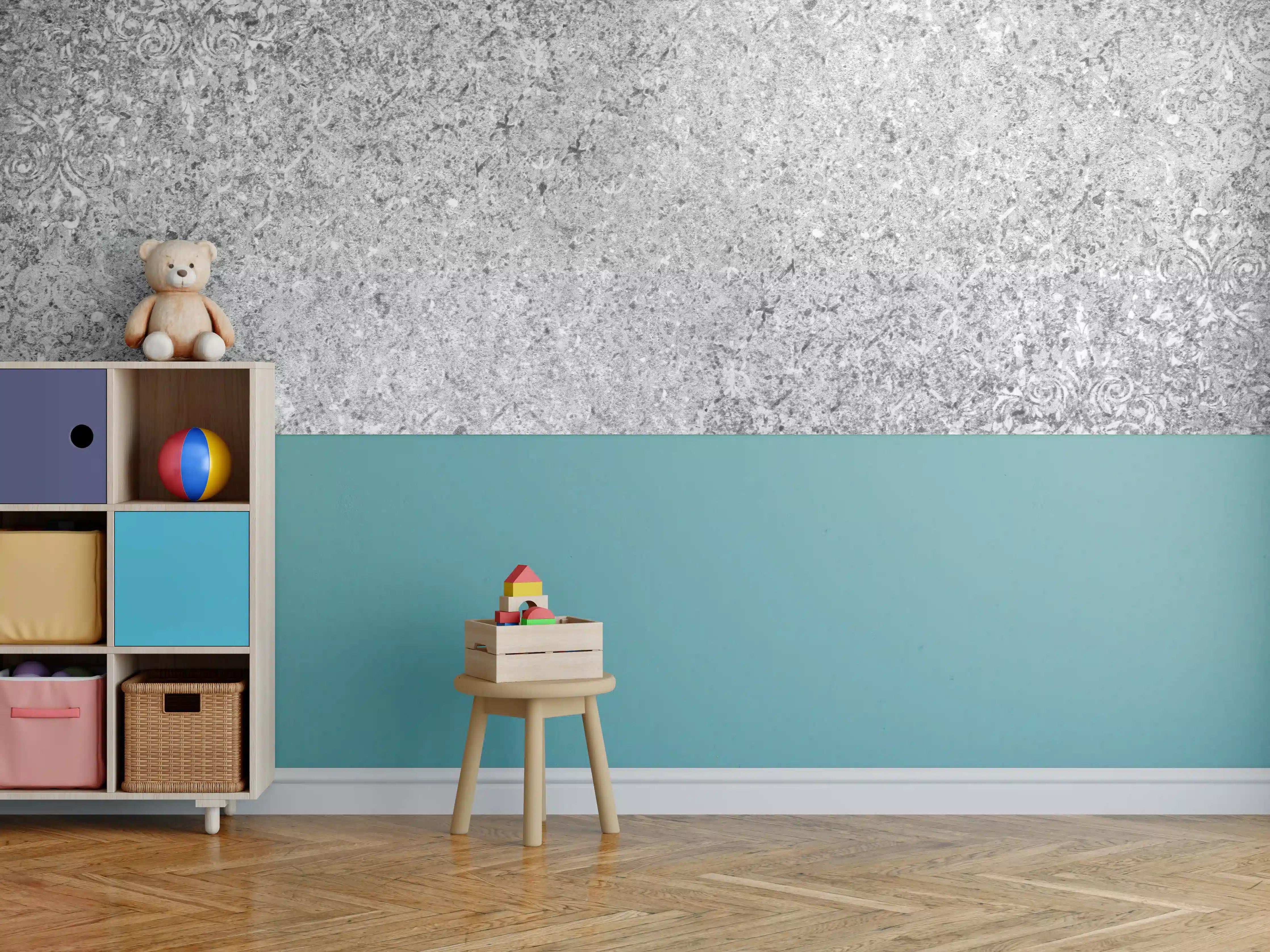 Kinderzimmer Wandgestaltung - Graue schäbige Betonwand