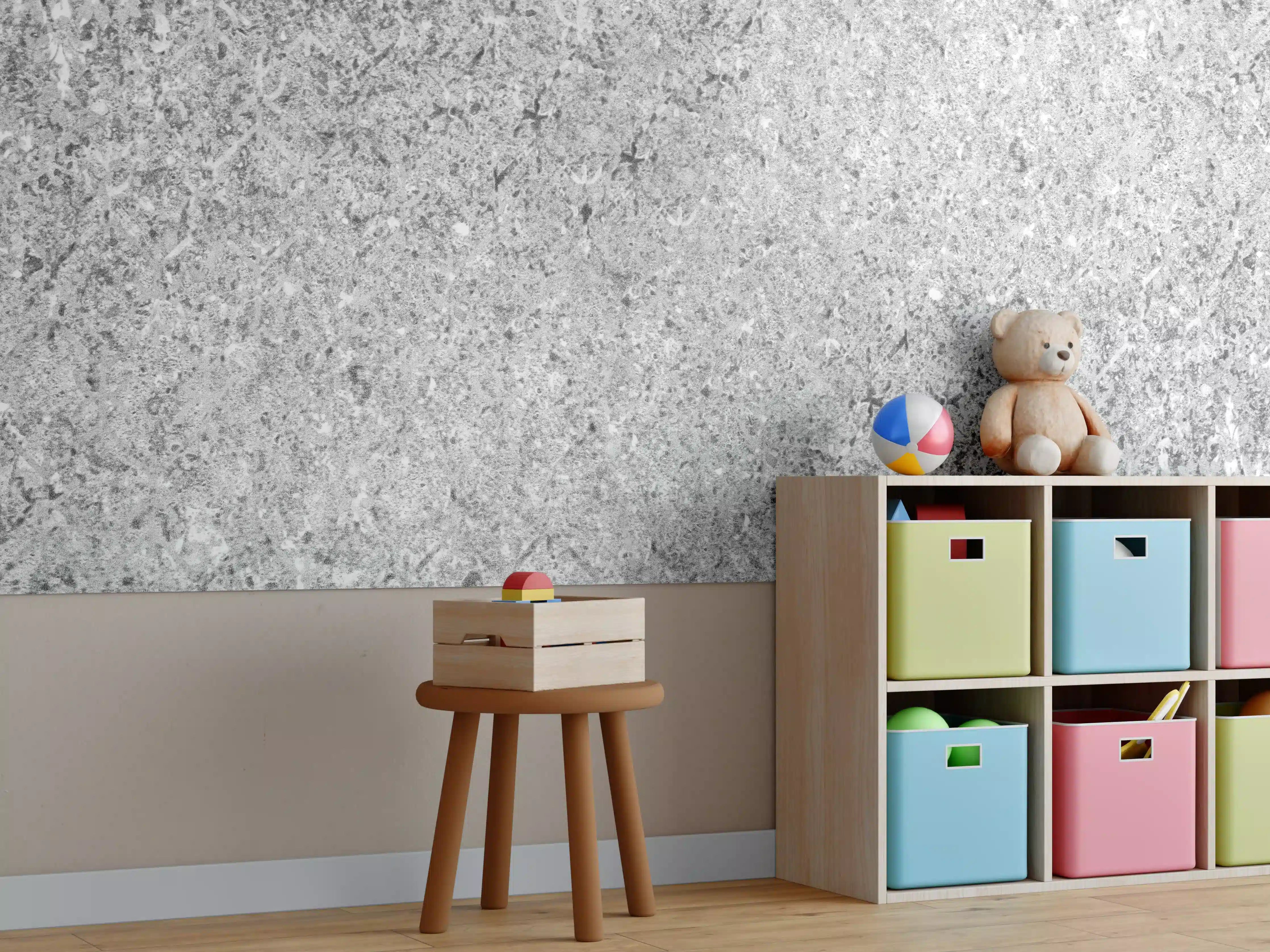 Kinderzimmer Wandgestaltung - Graue schäbige Betonwand