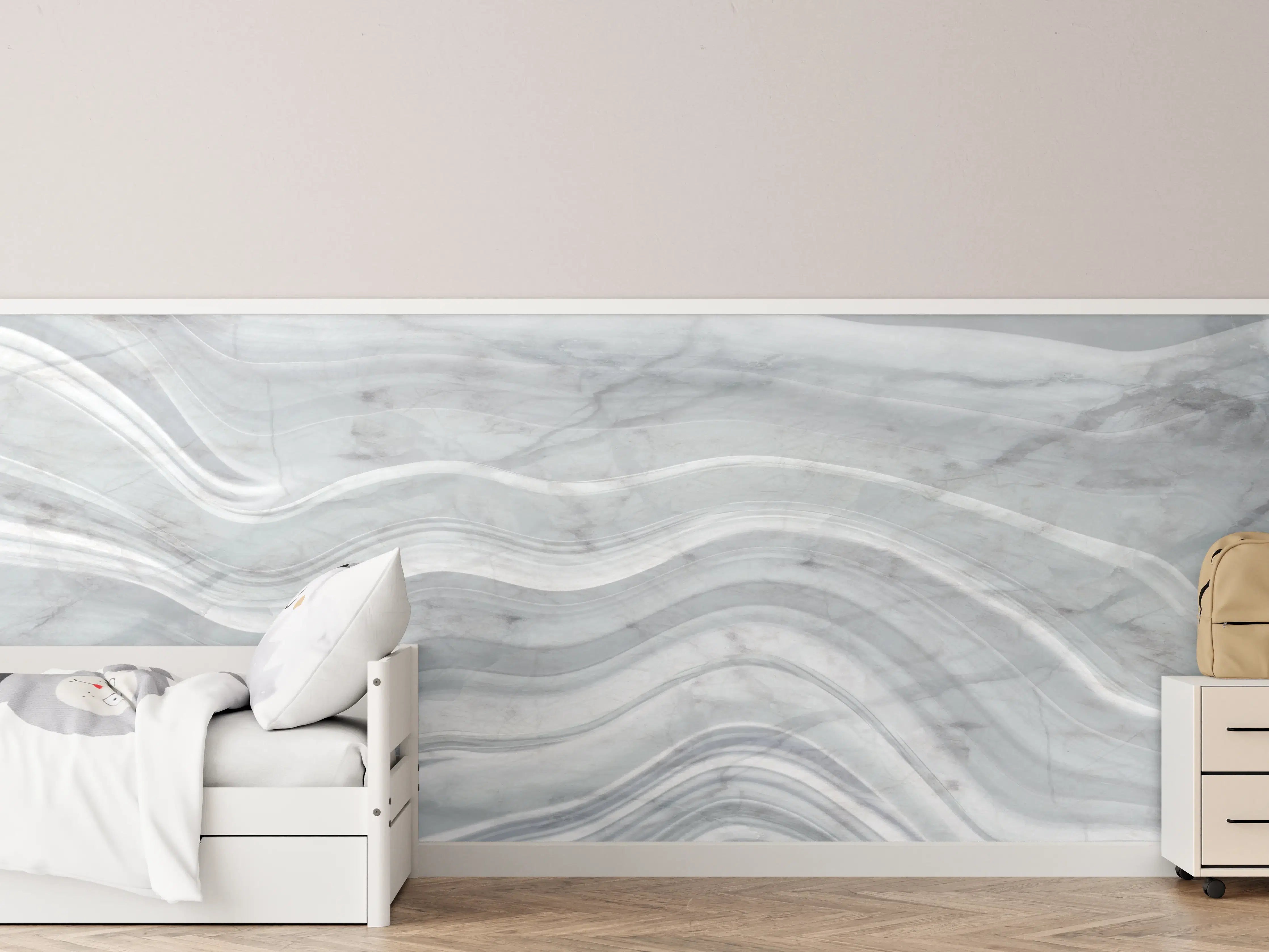 Kinderzimmer Wandgestaltung - Graue wellenförmige Marmor Textur