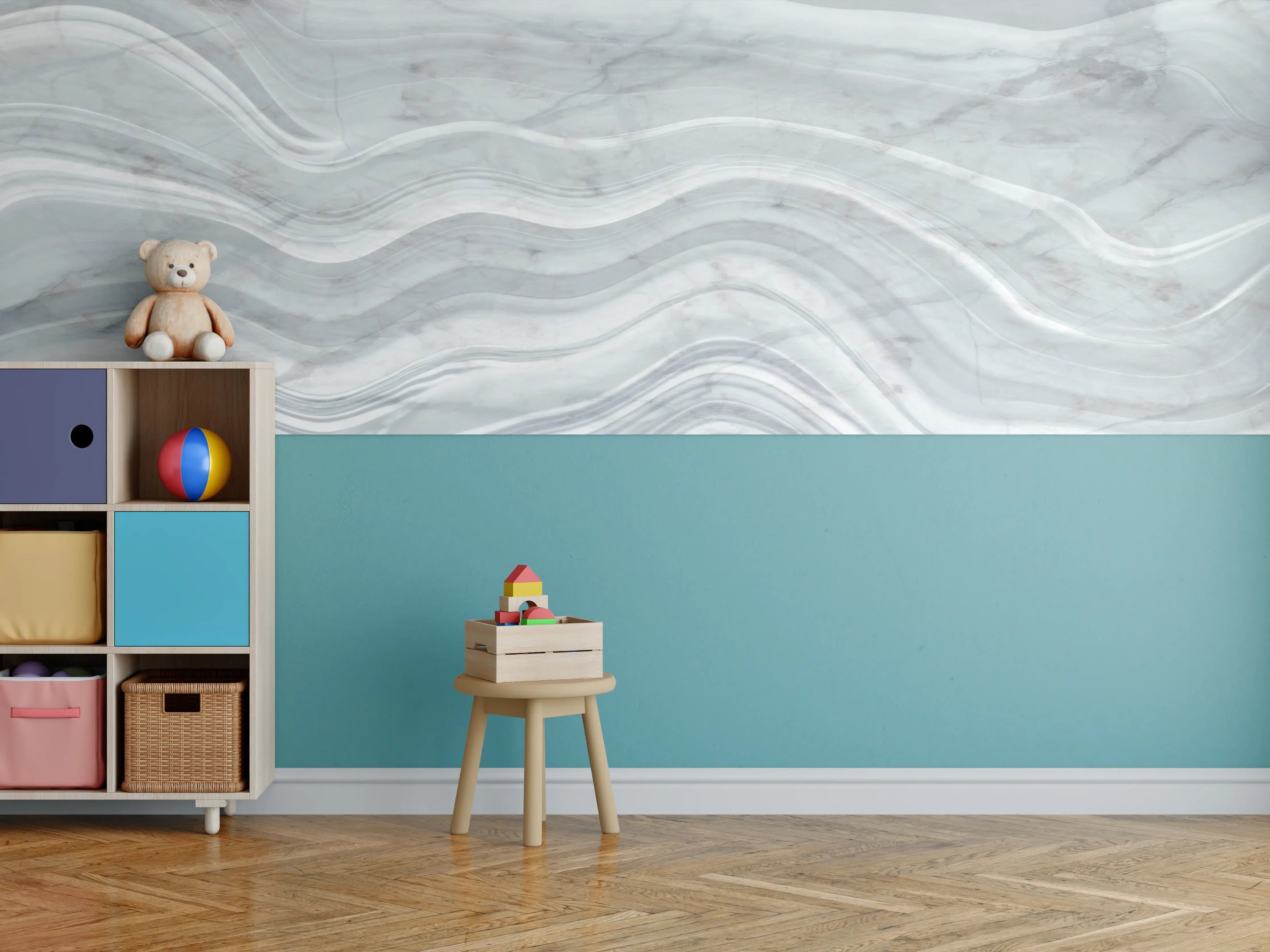 Kinderzimmer Wandgestaltung - Graue wellenförmige Marmor Textur