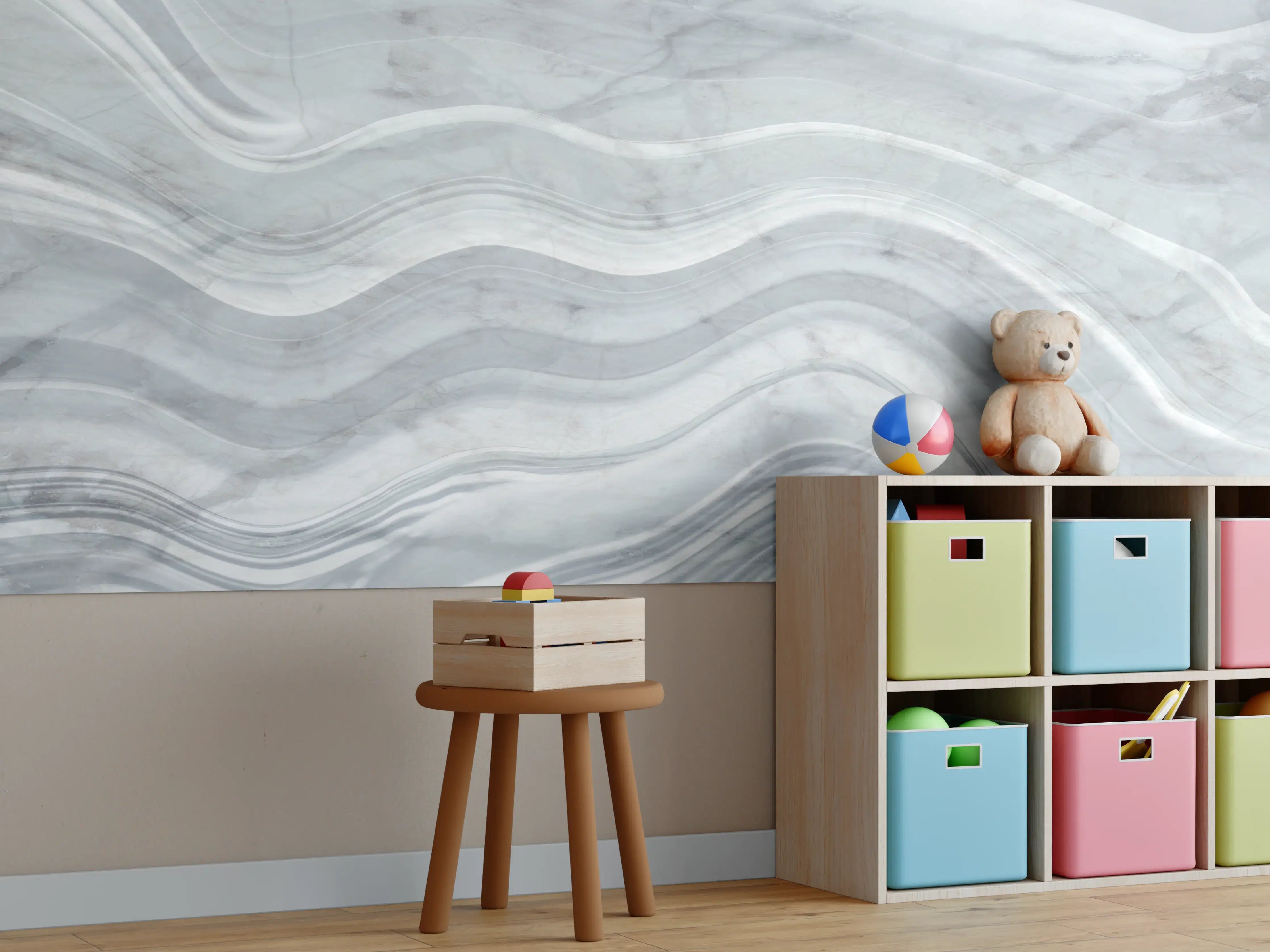 Kinderzimmer Wandgestaltung - Graue wellenförmige Marmor Textur