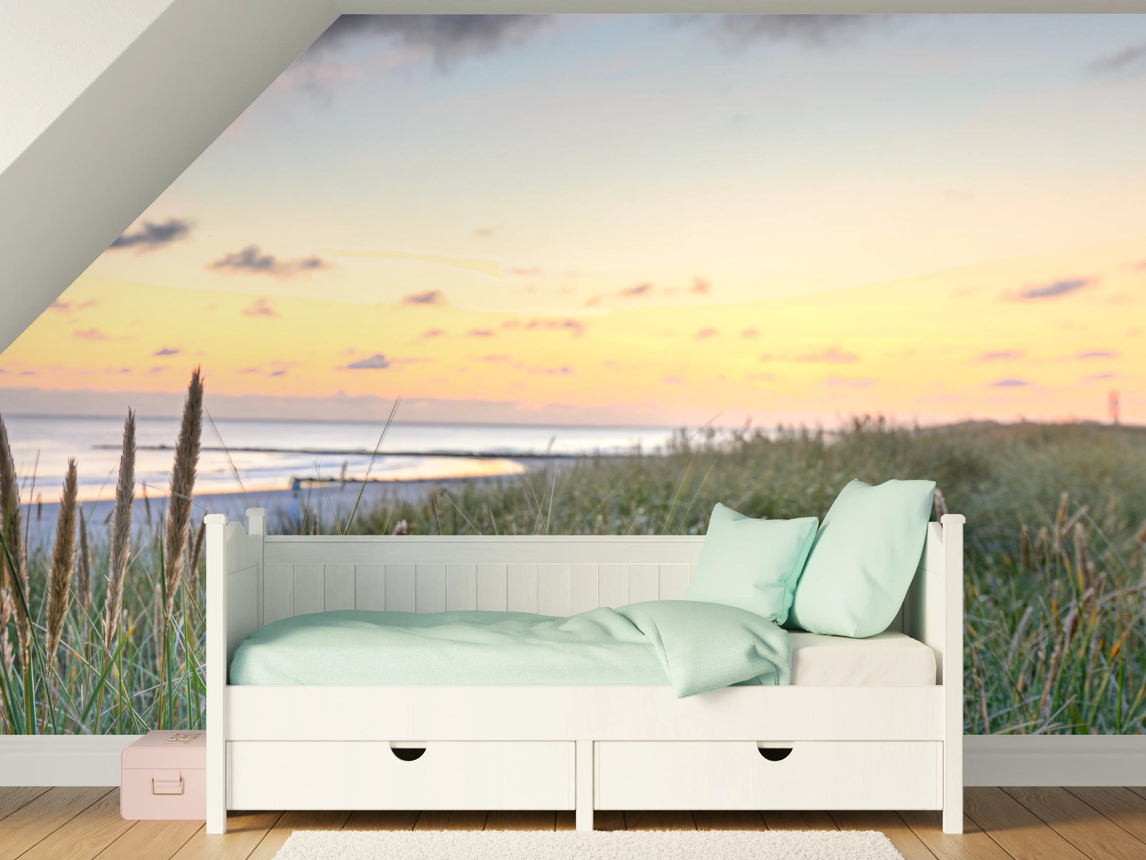 Kinderzimmer Wandgestaltung - Grauer Abend am Meeresrand