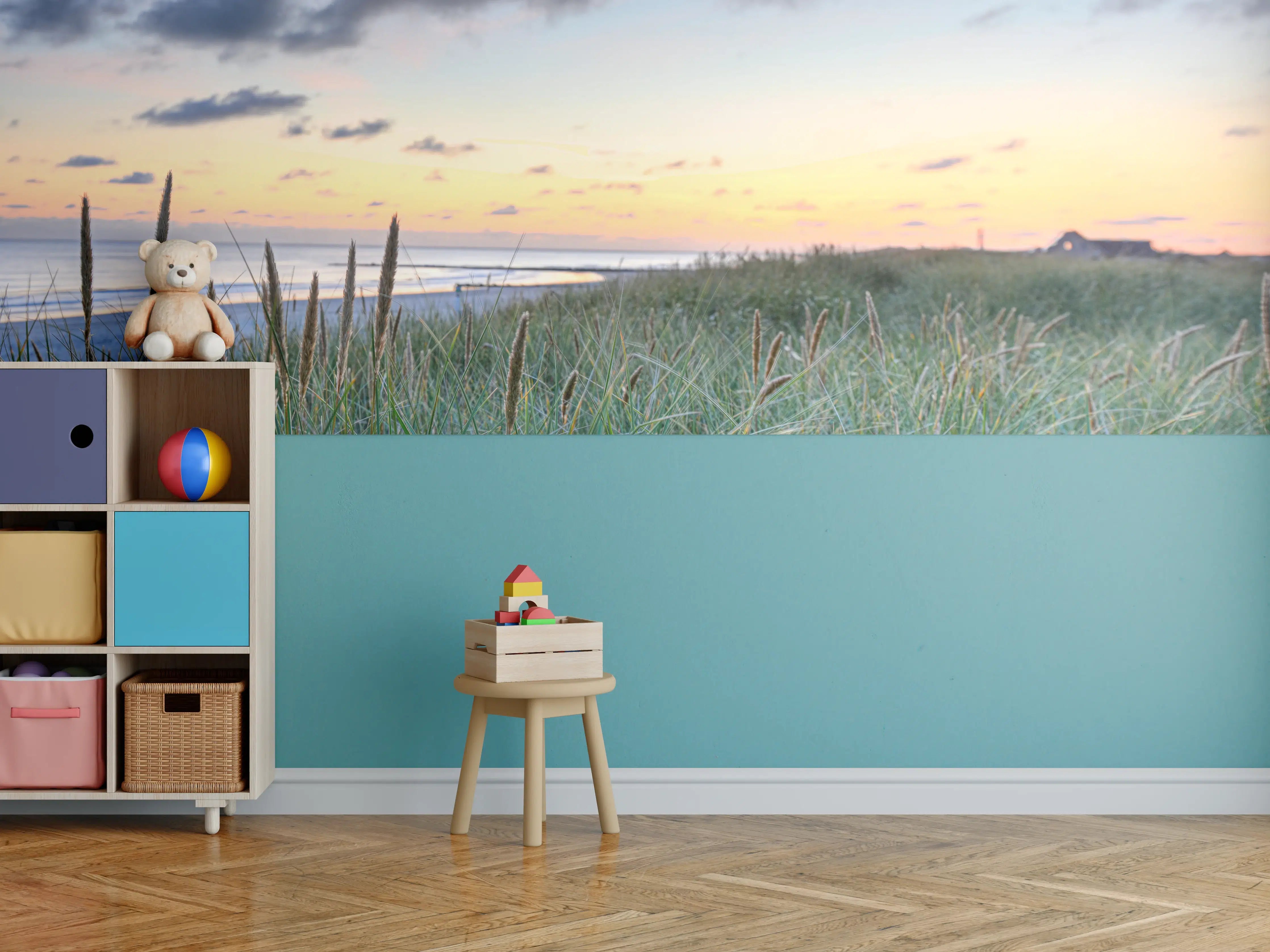 Kinderzimmer Wandgestaltung - Grauer Abend am Meeresrand