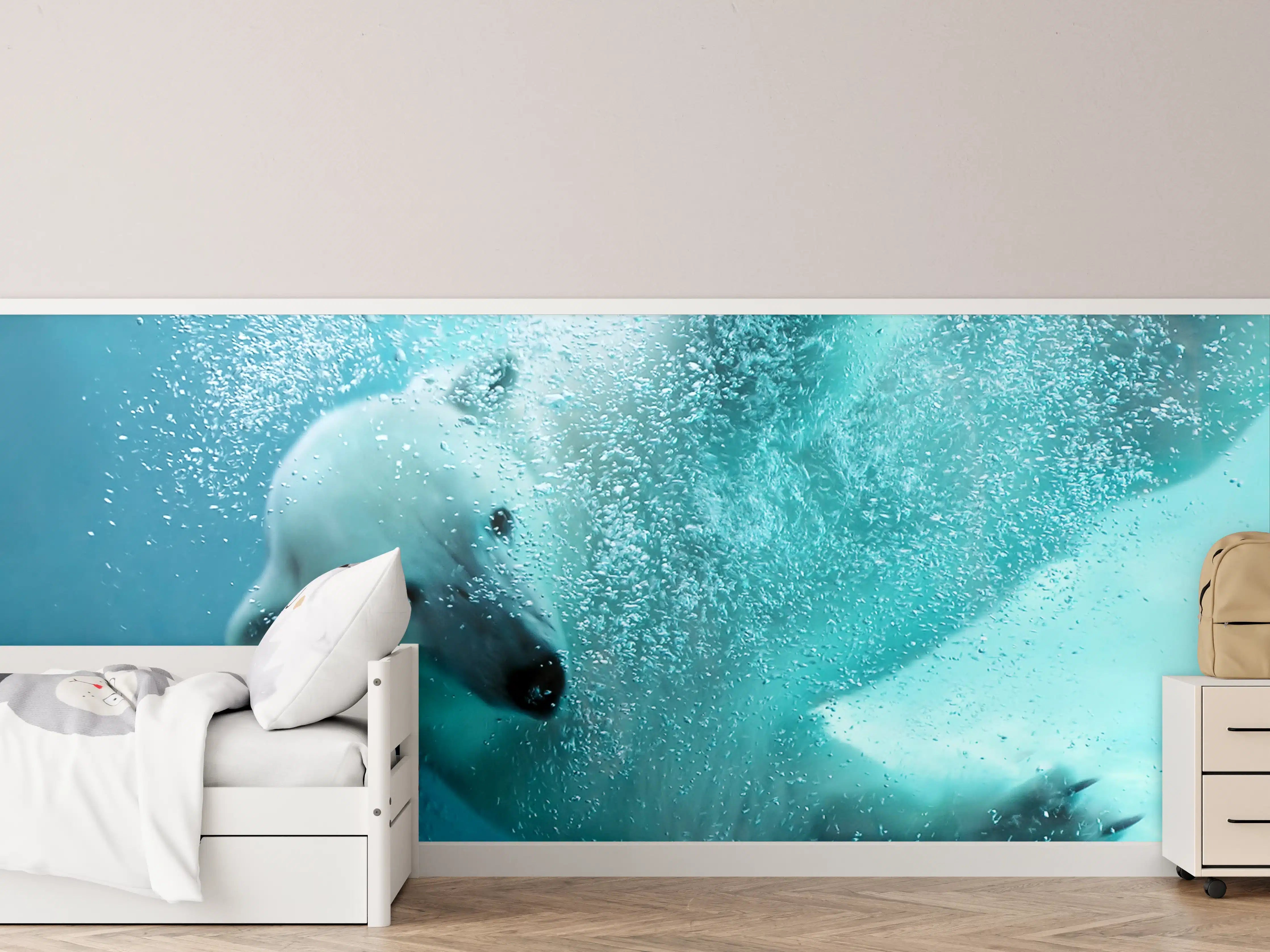 Kinderzimmer Wandgestaltung - Grauer Eisbär im Wasser