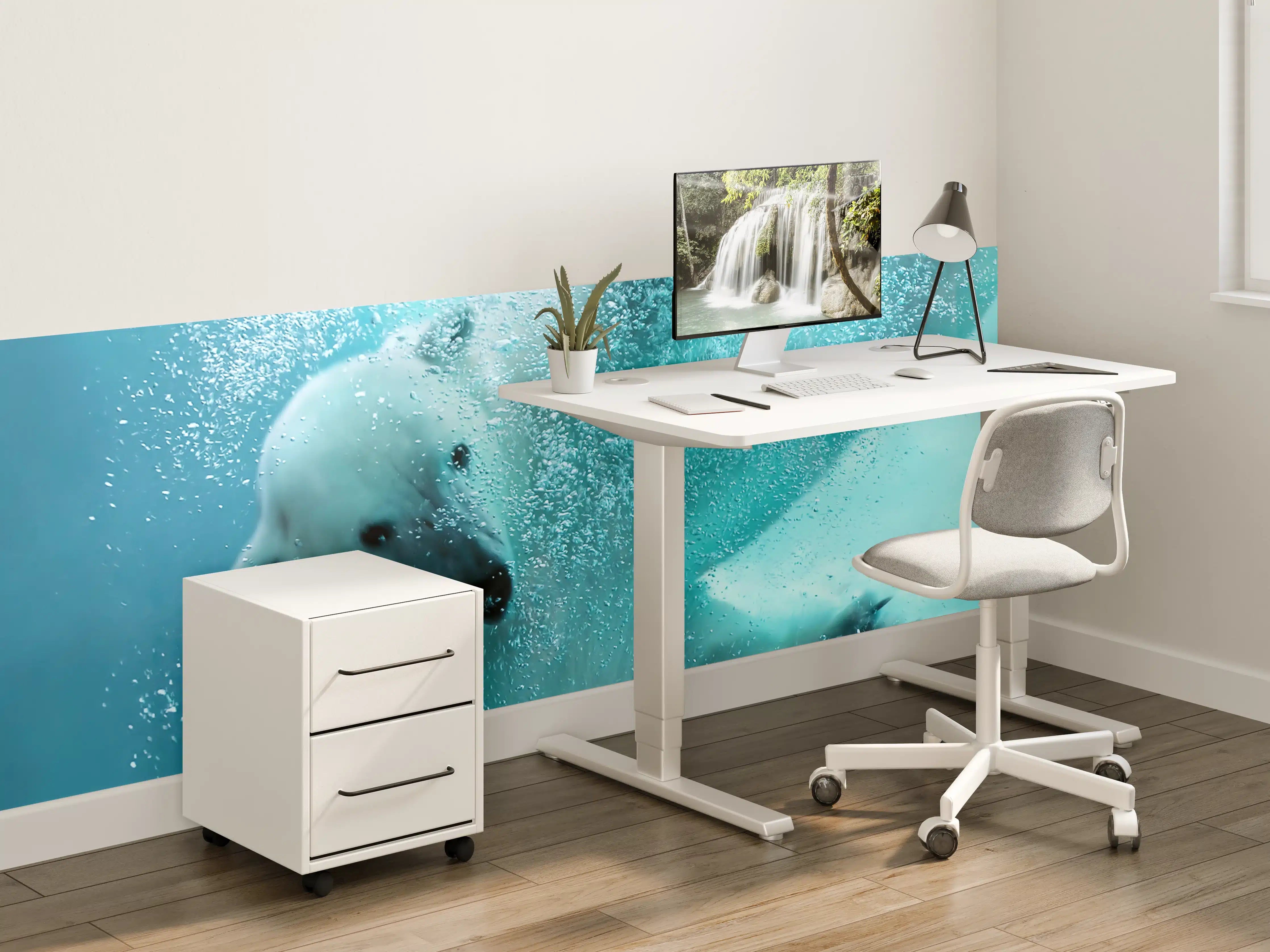 Kinderzimmer Wandgestaltung - Grauer Eisbär im Wasser