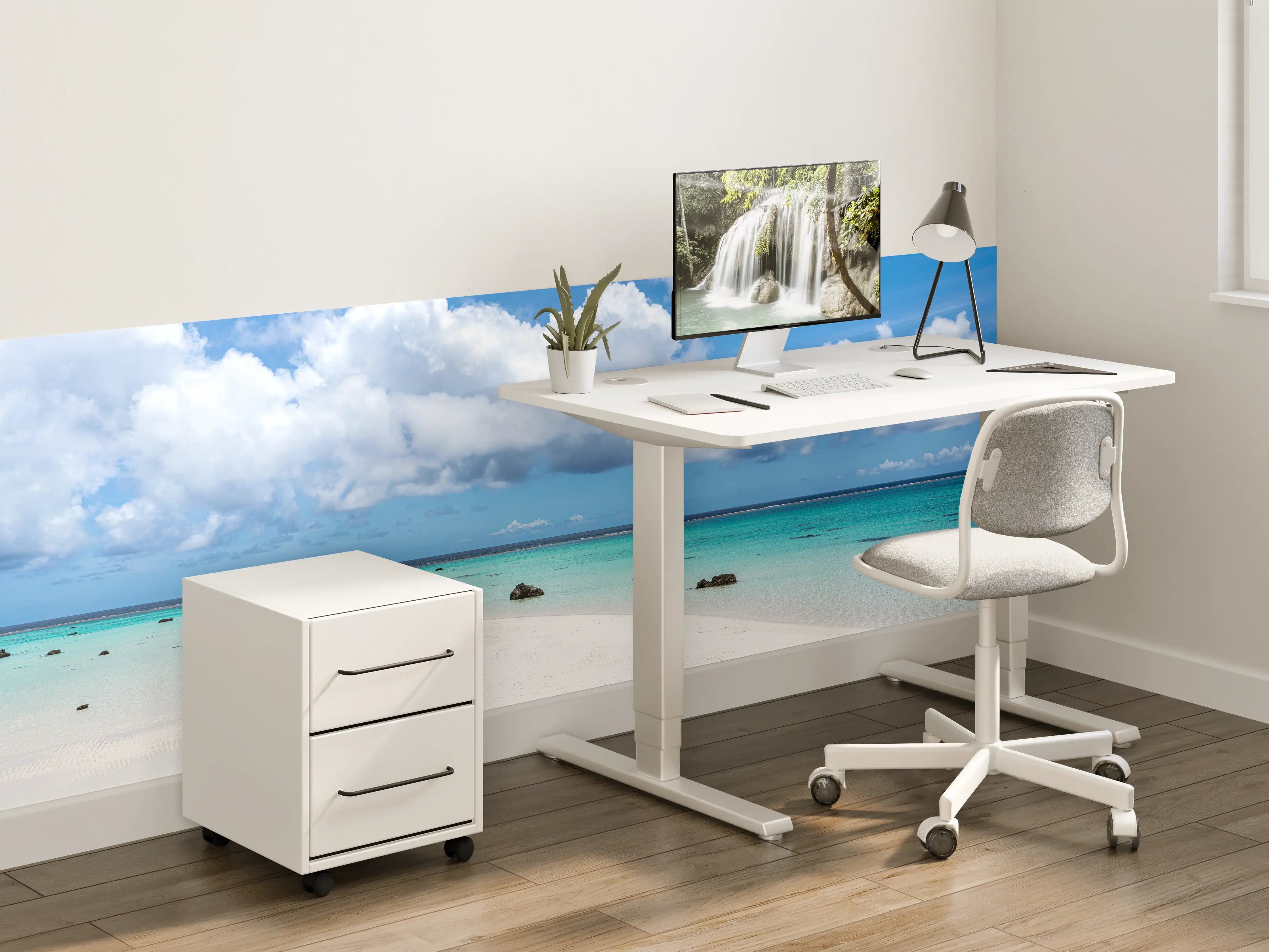 Kinderzimmer Wandgestaltung - Grauer Himmel über Sandstrand