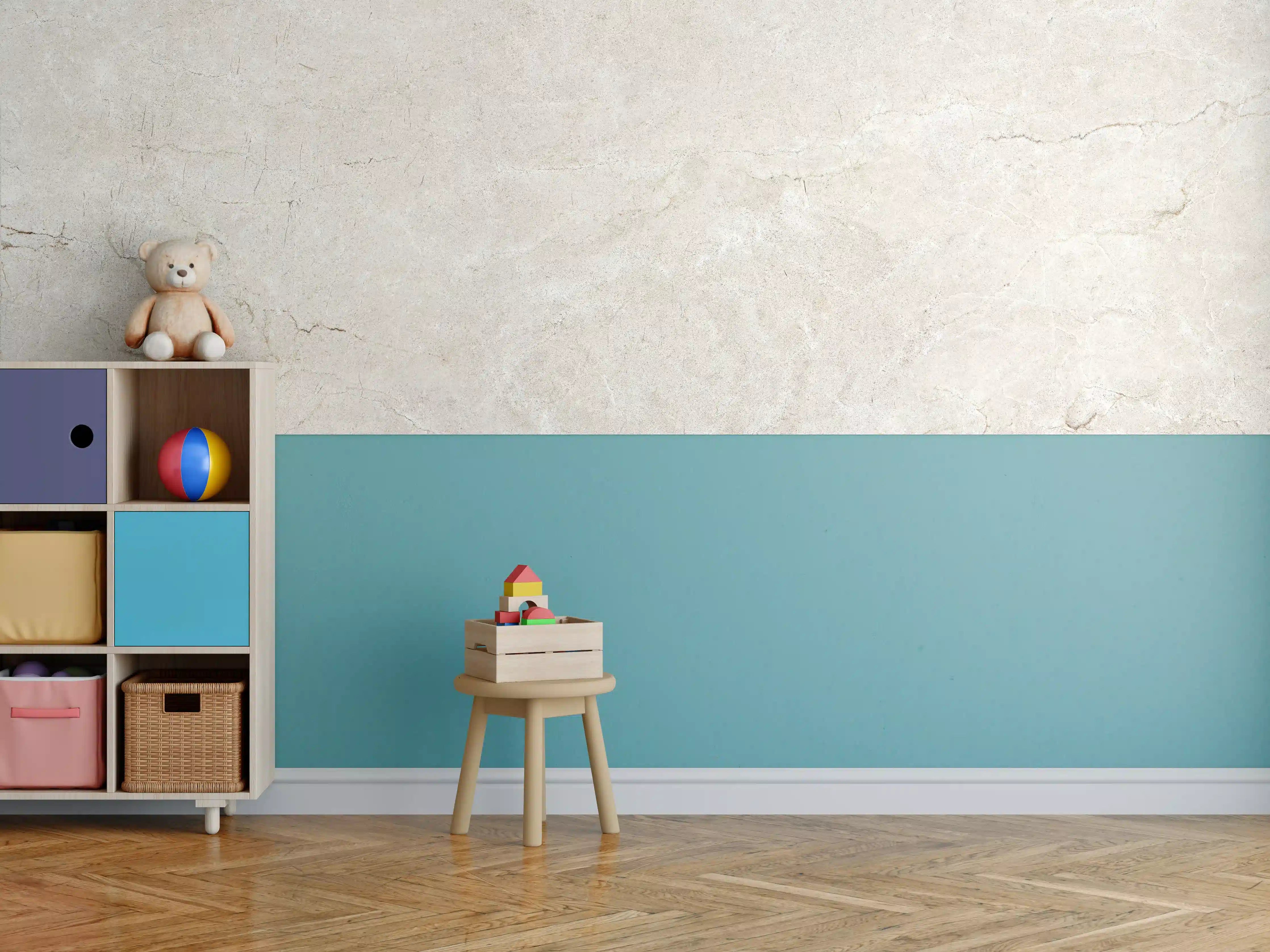 Kinderzimmer Wandgestaltung - Grauer Marmor auf steinigem Hintergrund