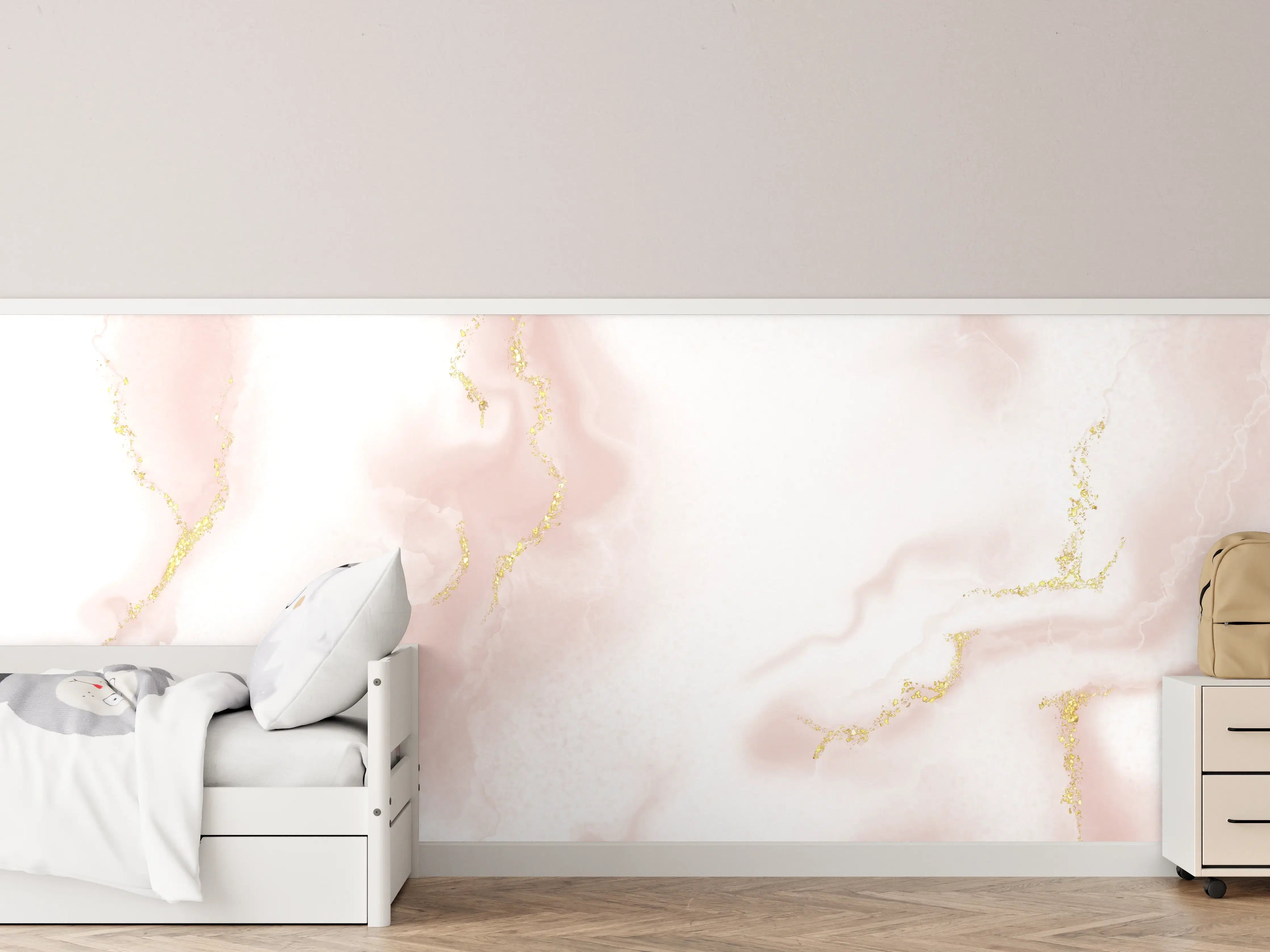 Kinderzimmer Wandgestaltung - Grauer Marmor mit goldenen Highlights