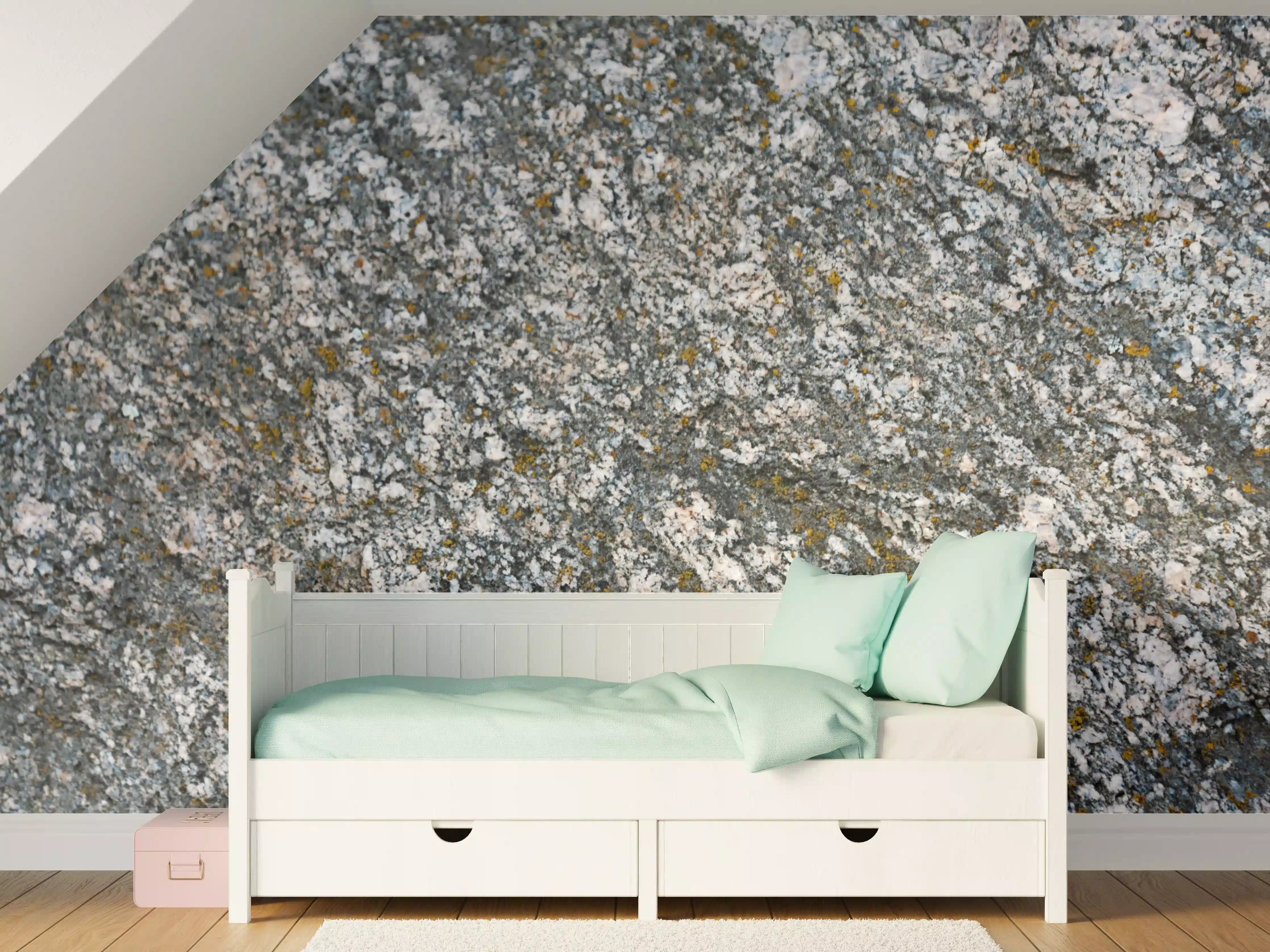Kinderzimmer Wandgestaltung - Grauer Naturstein mit rauer Oberfläche