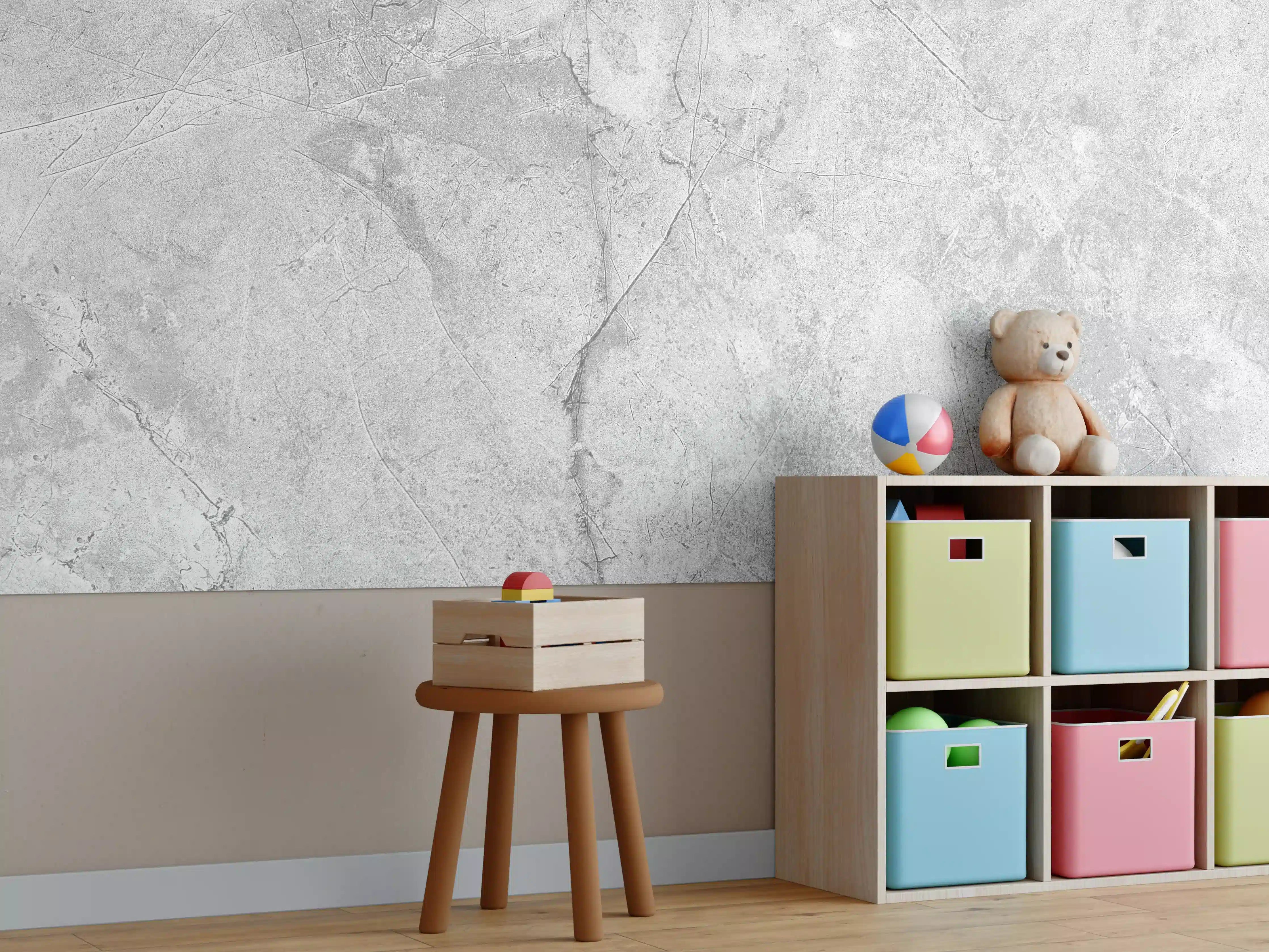 Kinderzimmer Wandgestaltung - Graues Betonmuster