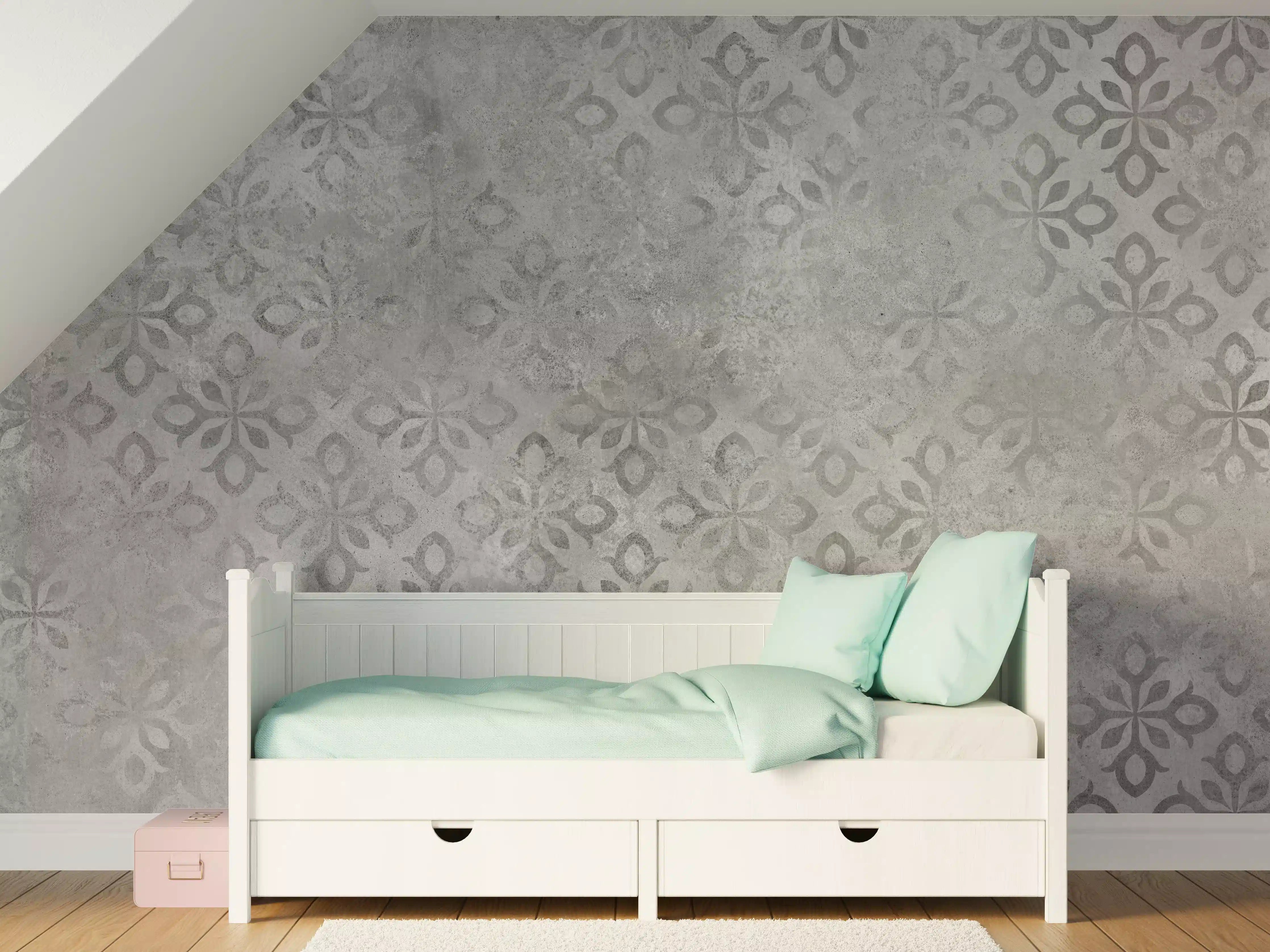 Kinderzimmer Wandgestaltung - Graues Ornament Muster