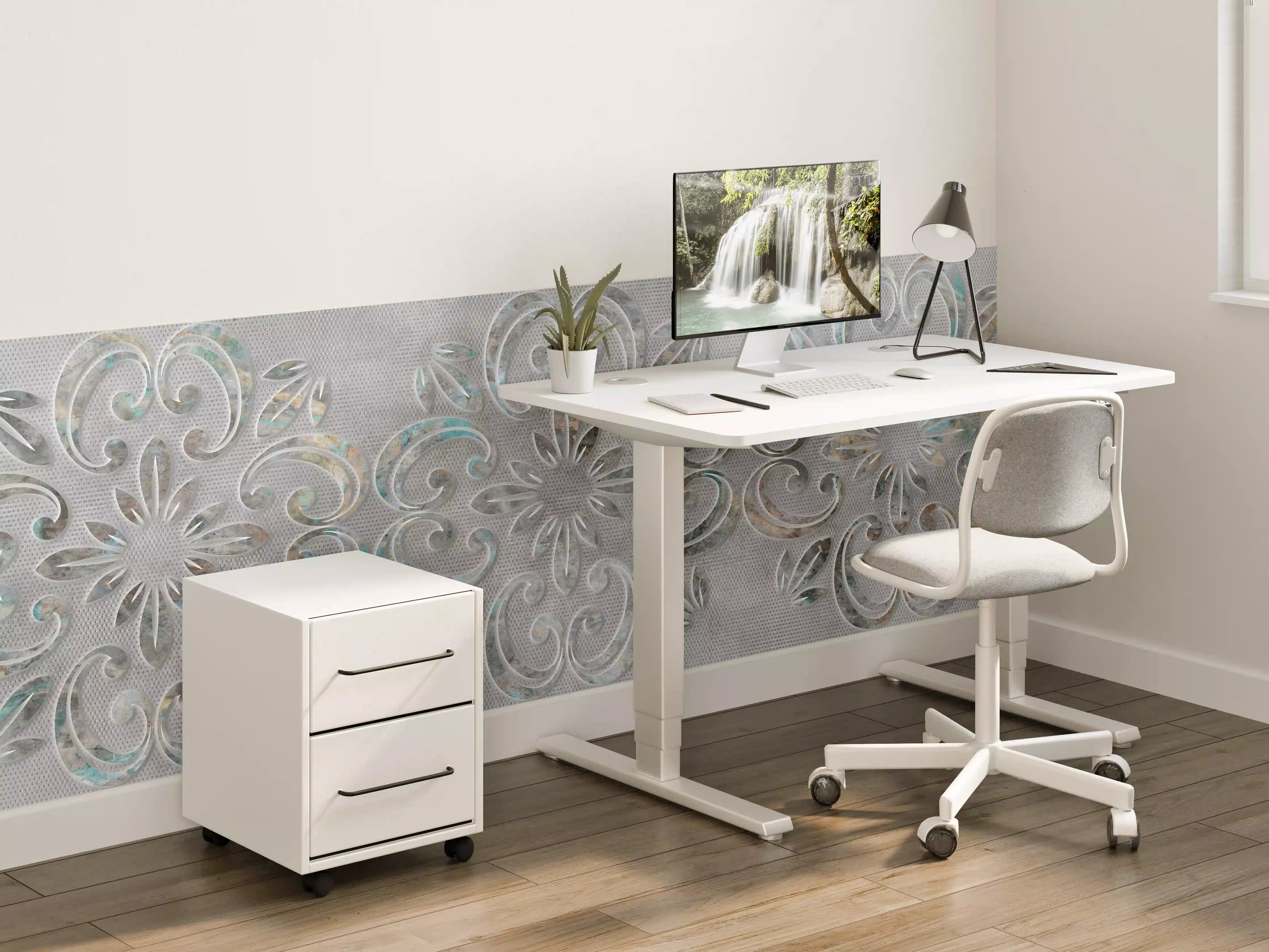 Kinderzimmer Wandgestaltung - Graues Ornamentmuster - Zementwandtextur