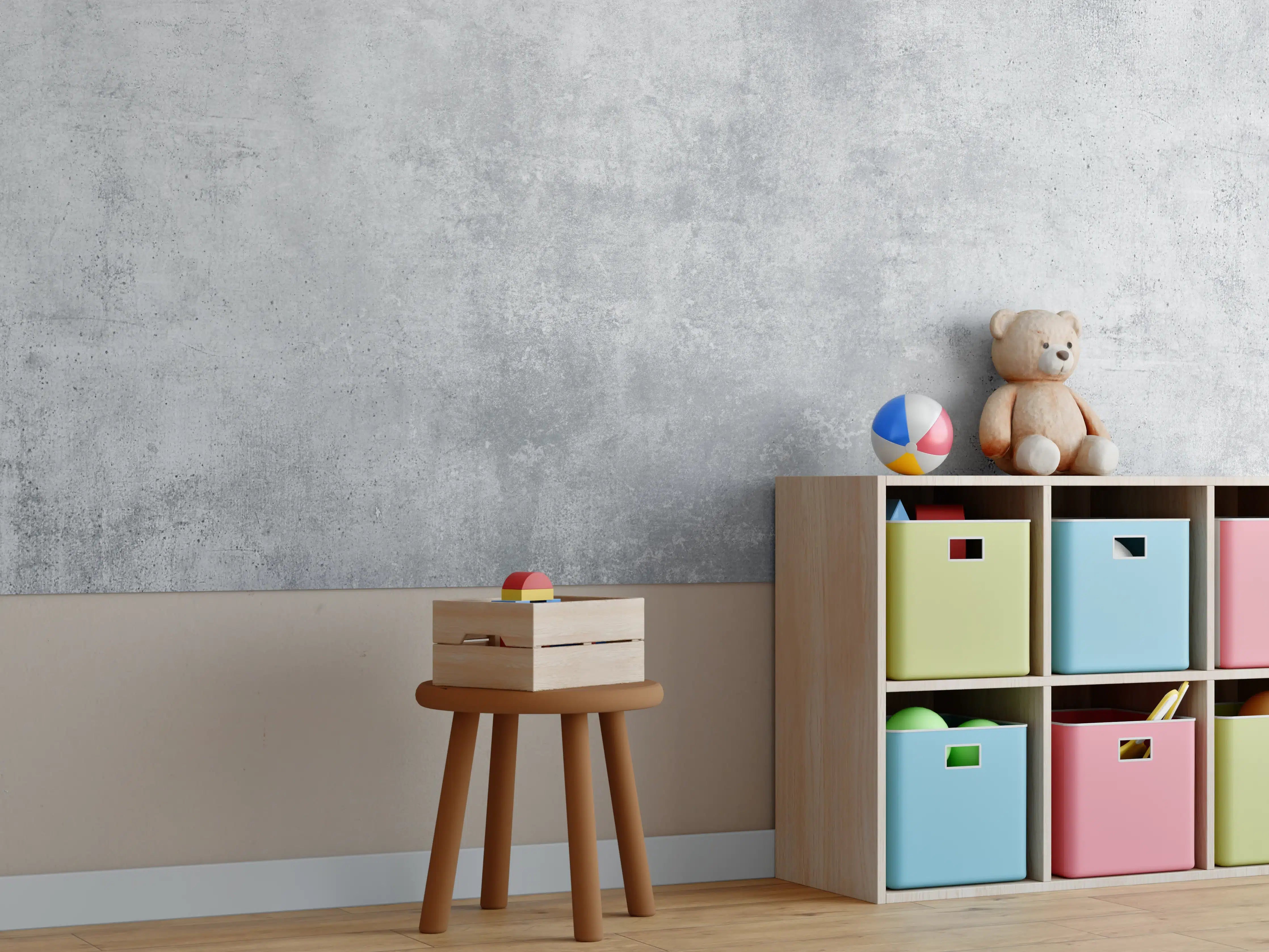 Kinderzimmer Wandgestaltung - Graurelieve in Weiß