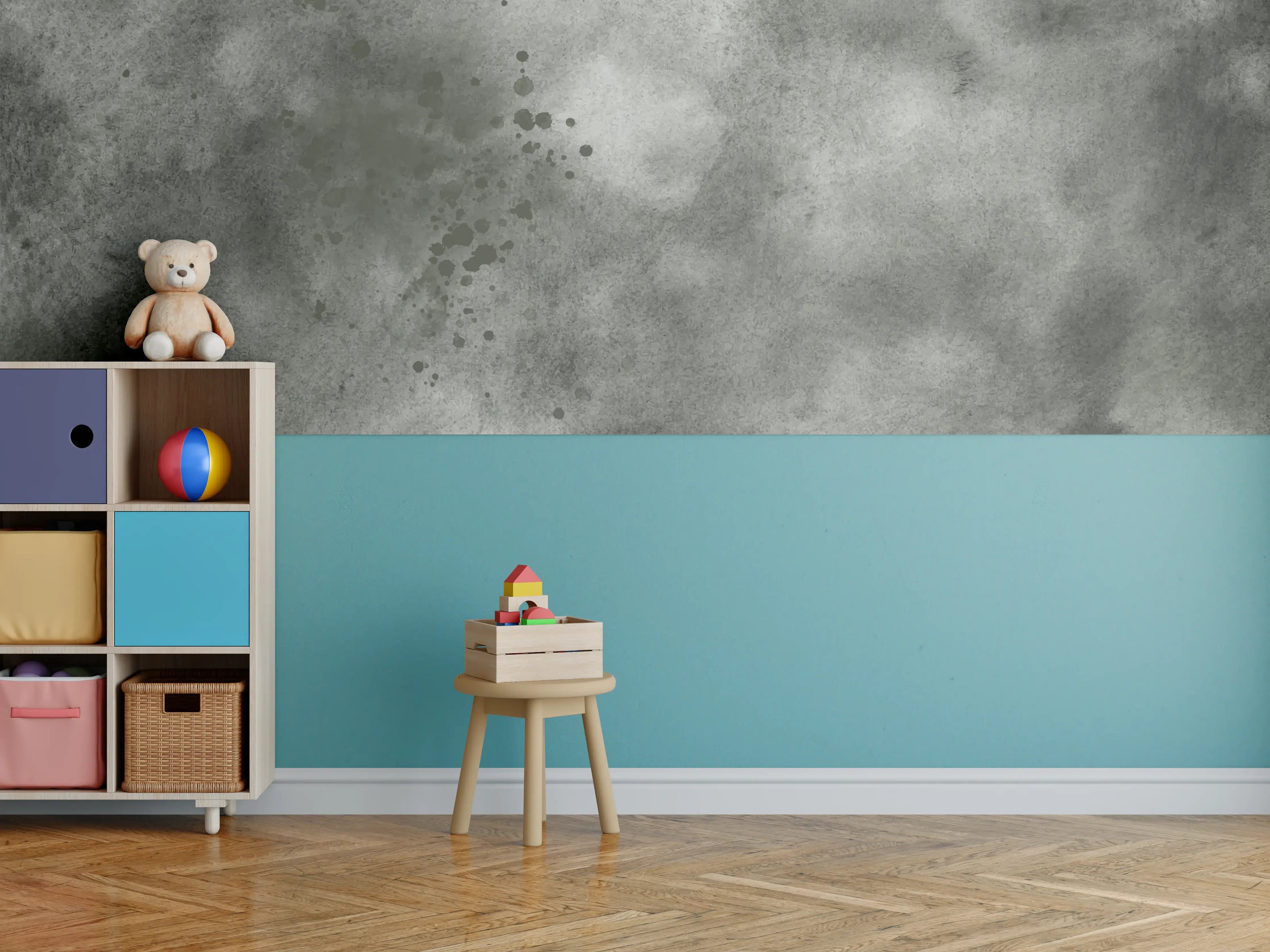 Kinderzimmer Wandgestaltung - Grauschattierter Aquarellhintergrund