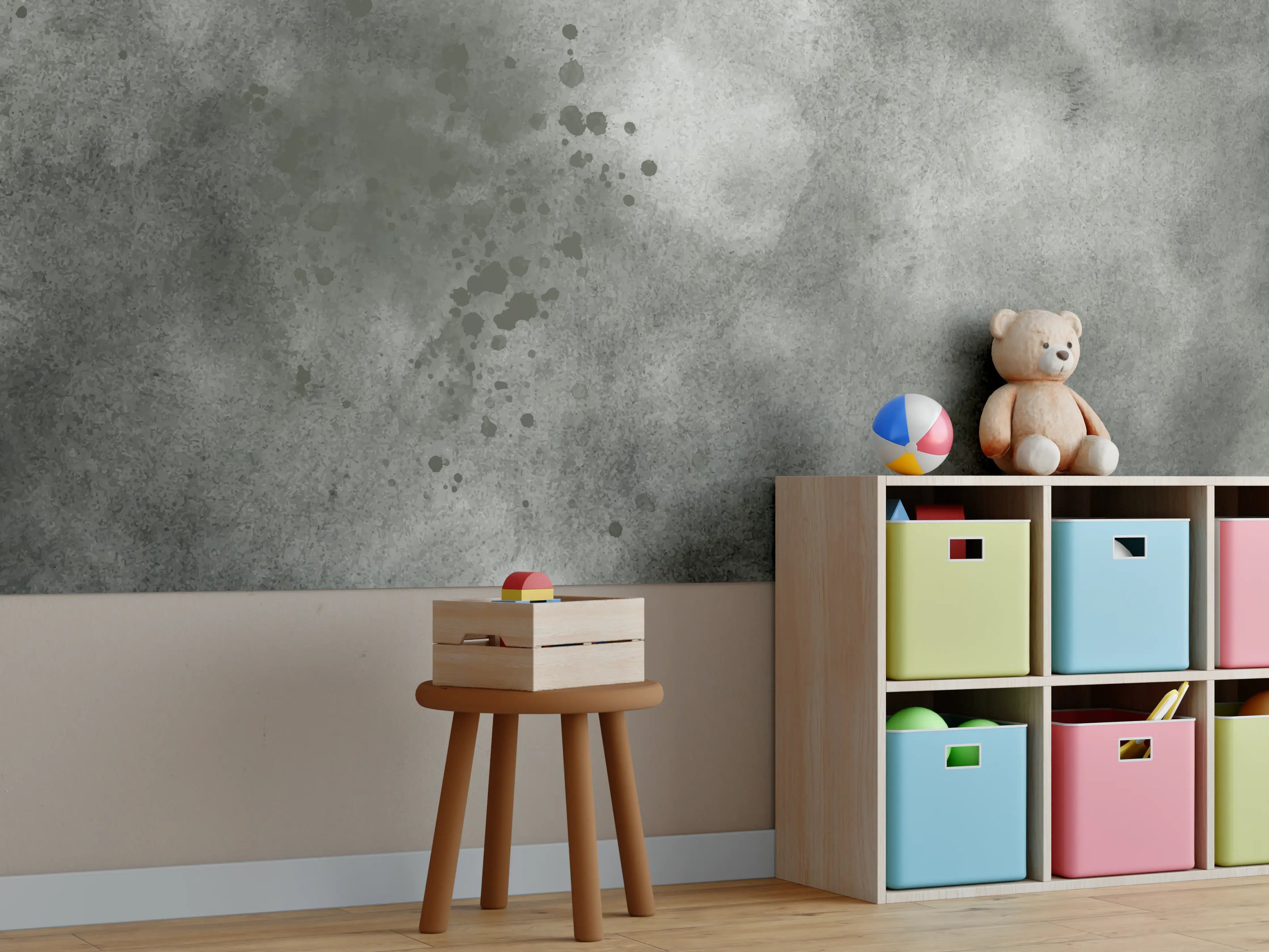 Kinderzimmer Wandgestaltung - Grauschattierter Aquarellhintergrund