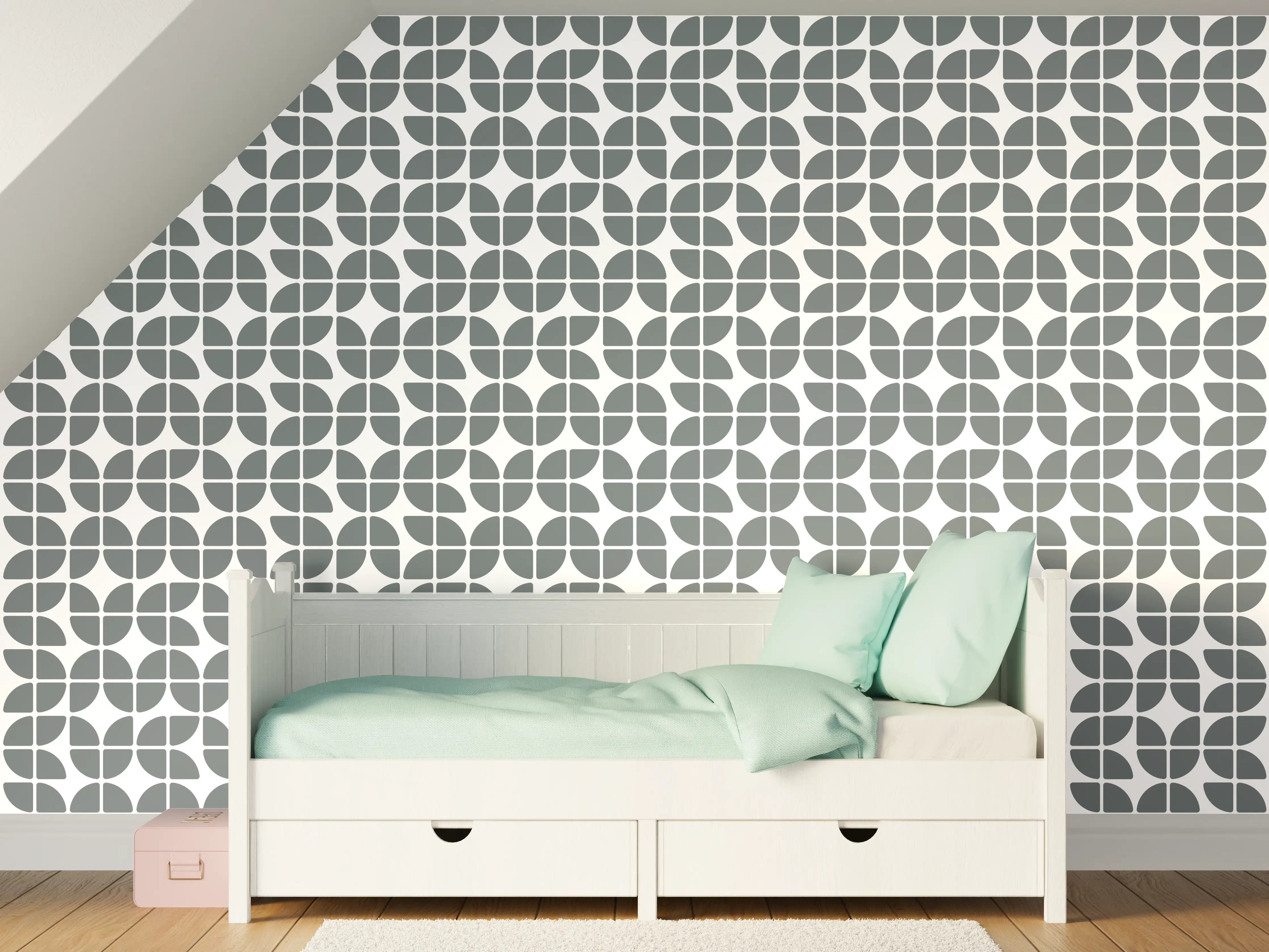 Kinderzimmer Wandgestaltung - Grauweißes Mosaikdesign