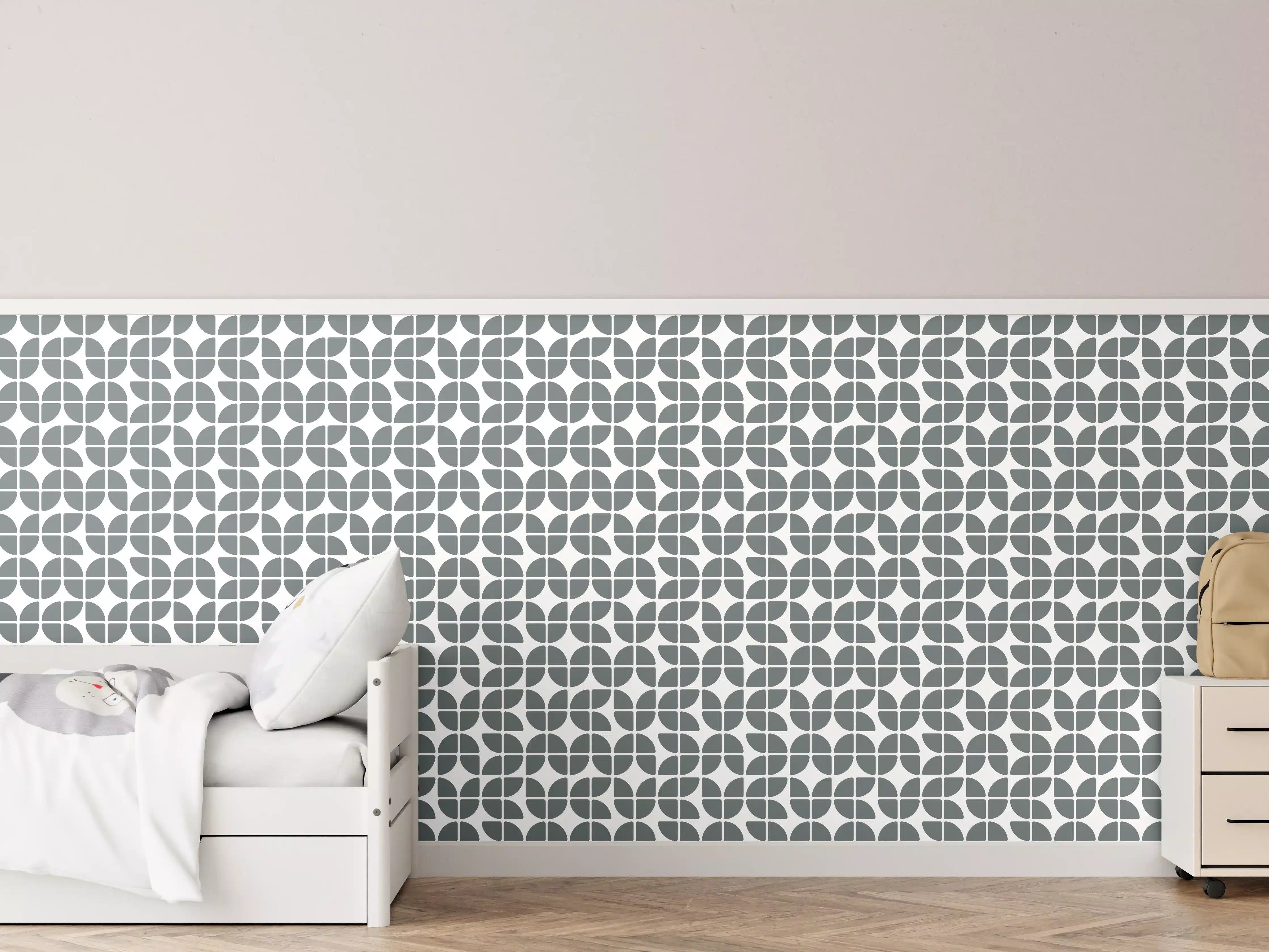 Kinderzimmer Wandgestaltung - Grauweißes Mosaikdesign