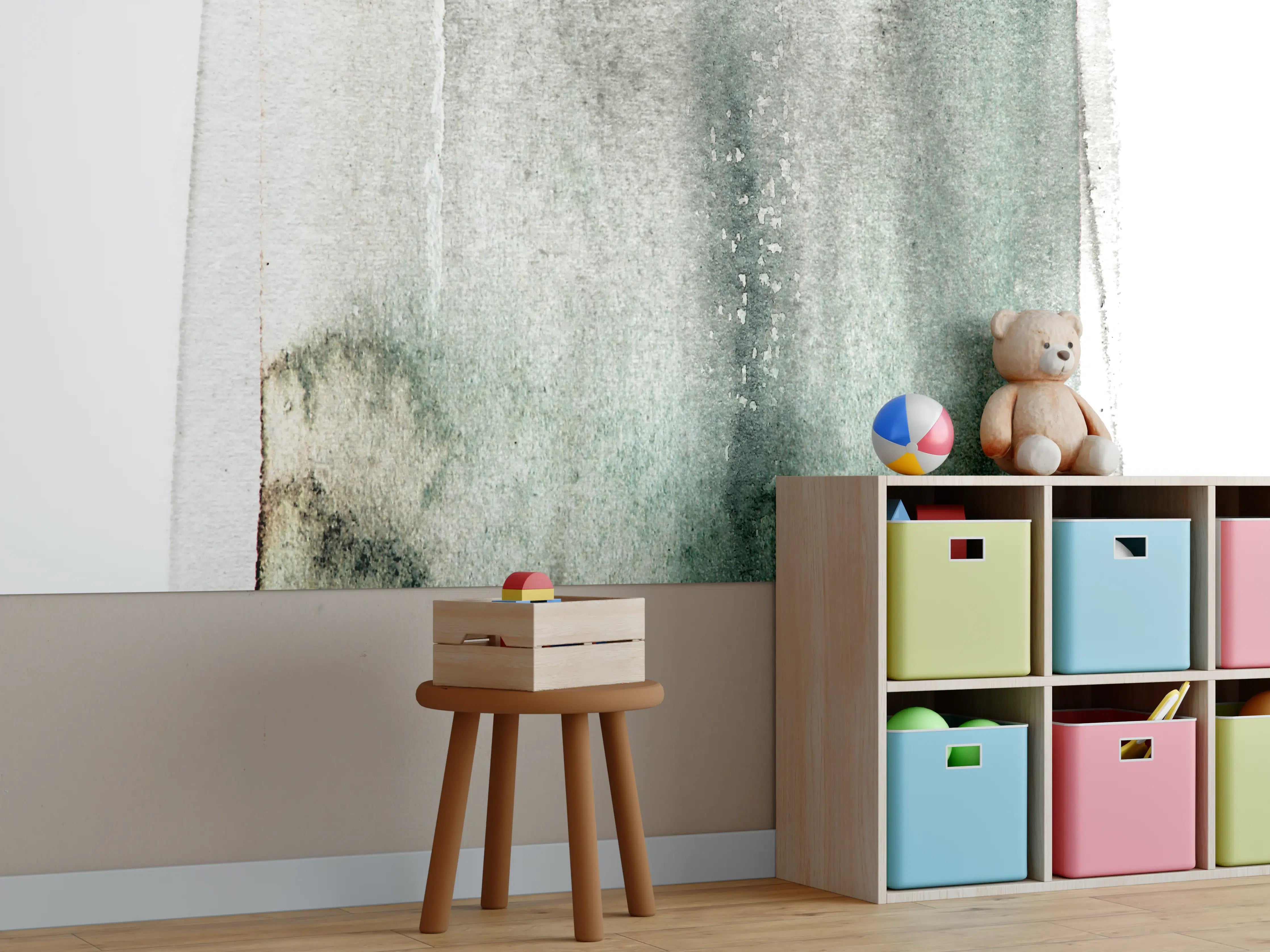 Kinderzimmer Wandgestaltung - Grün-Weiß Abstrakte Farbmuster