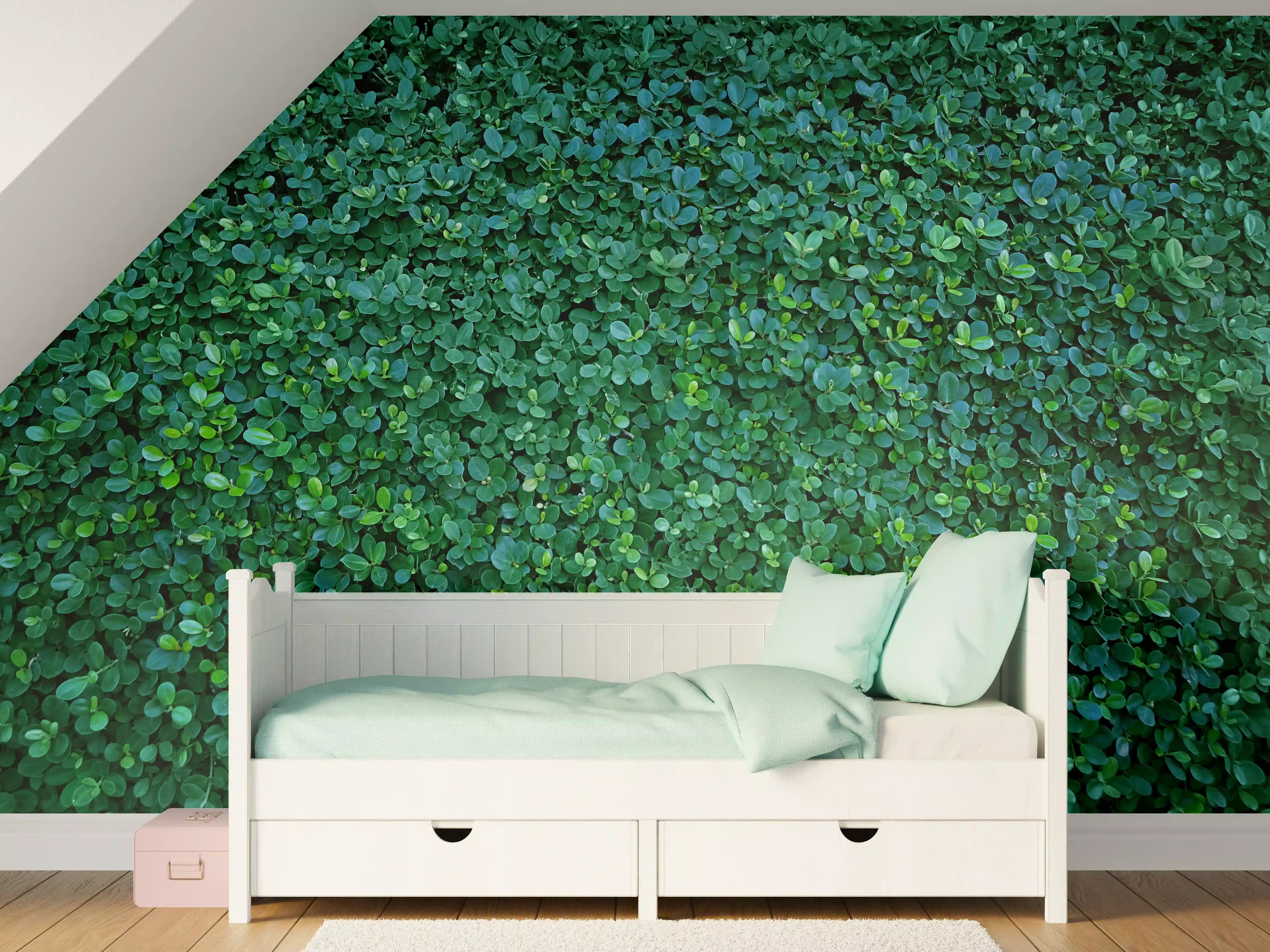 Kinderzimmer Wandgestaltung - Grüne Blätterwand Textur